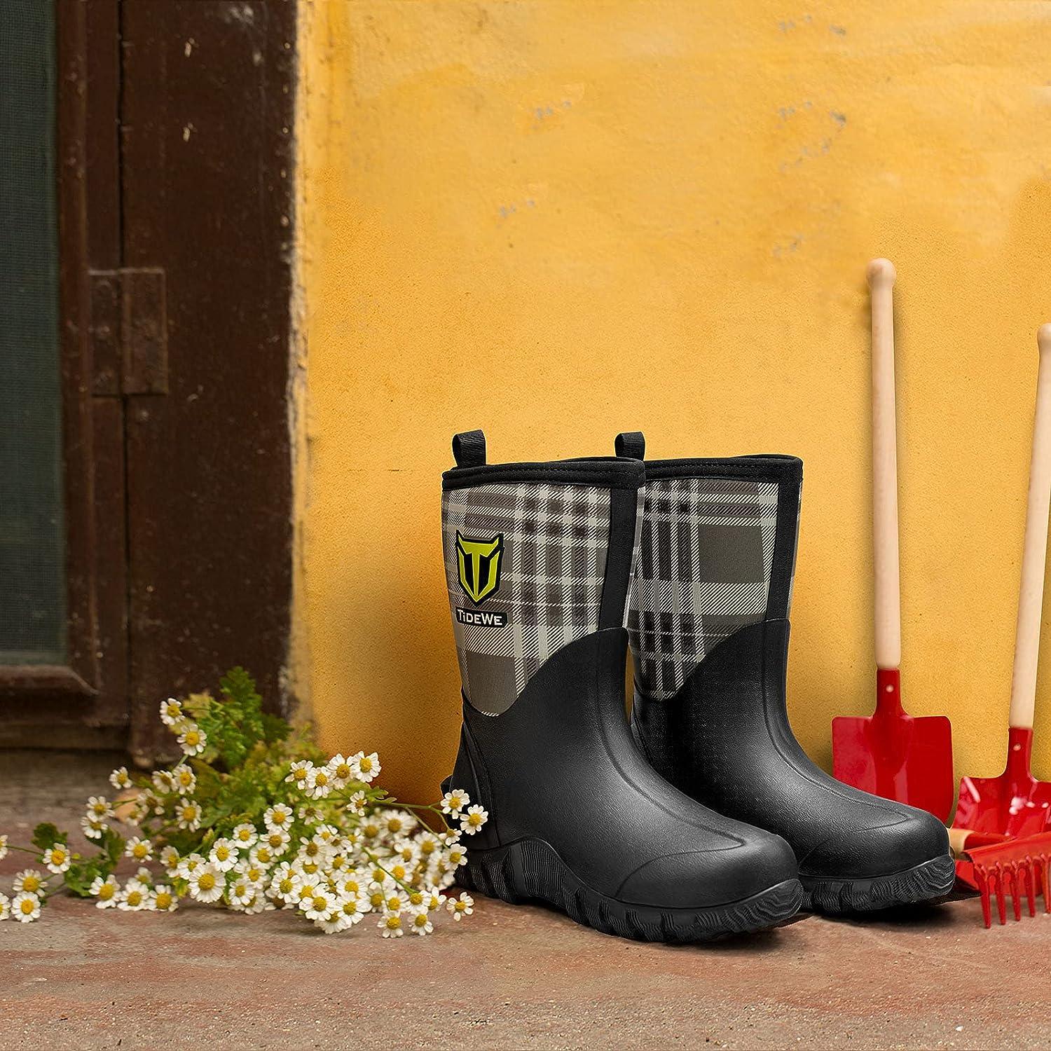 TIDEWE Rubber Boots for Women, 5.5mm Neoprene Insulated Rain Boots