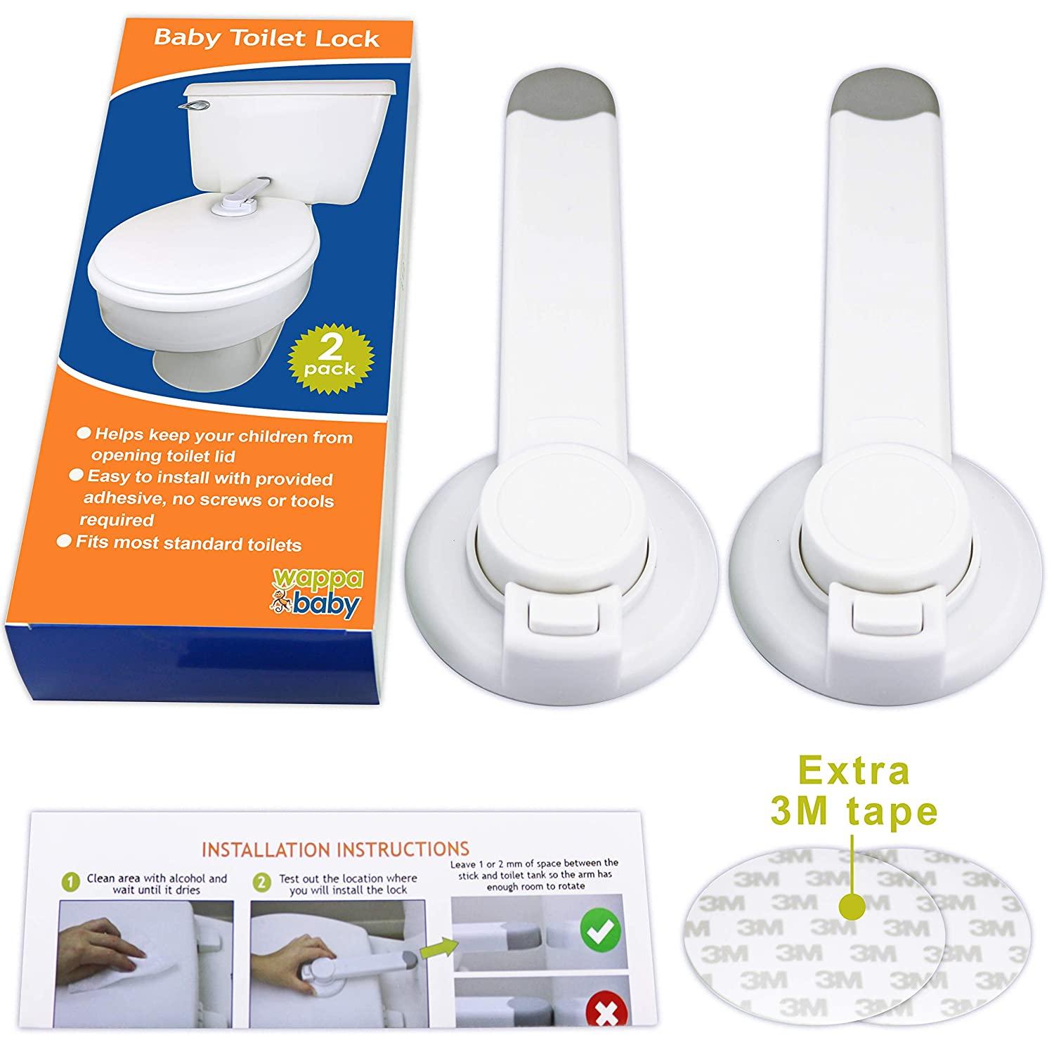 Baby Products Online - Baby toilet lock (packages) for child safety,  baby-protected toilet seat lock with 2 additional surfaces adapted to most  standard toilets, toilet lid lock for installation - Kideno