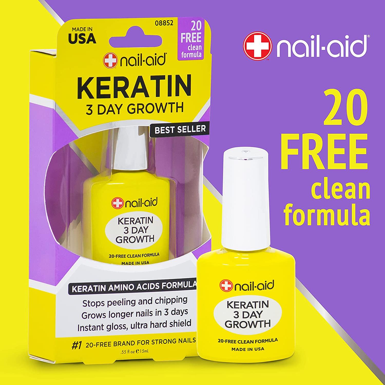 Nail-Aid Keratin 3 Day Growth Nail Treatment & Strengthener, Clear,  Fl  Oz
