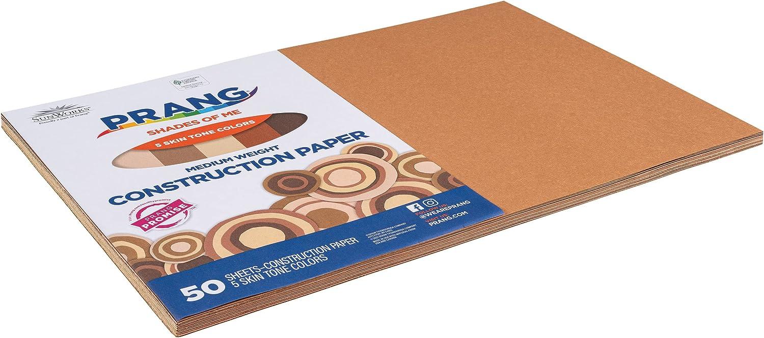 Prang (Formerly SunWorks) Shades of Me Construction Paper 5 Assorted Skin  Tone Colors 12 x 18 50 Sheets