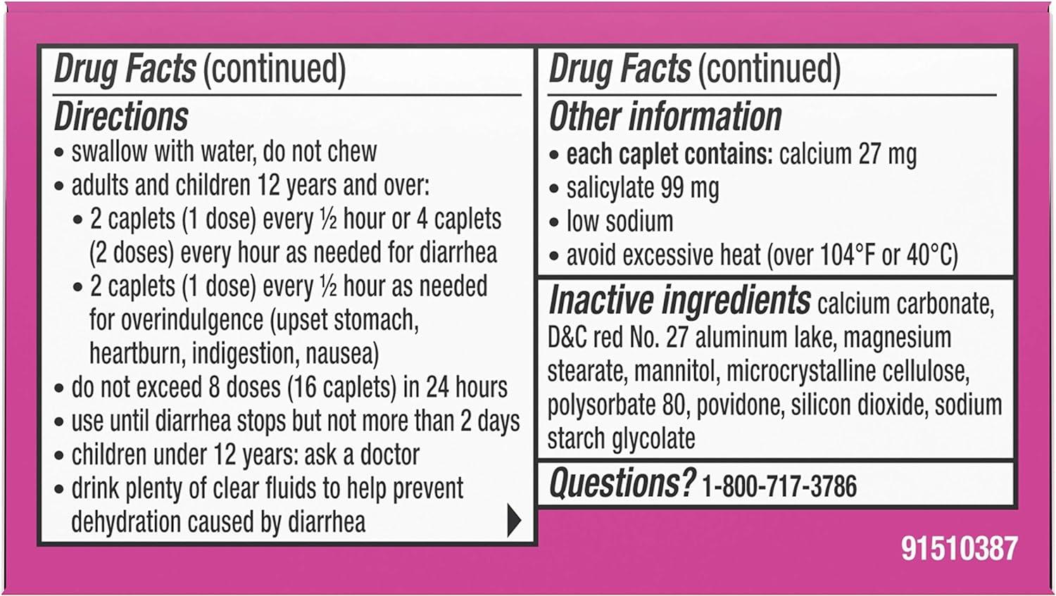 Pepto Bismol Caplets 24 Count Gas, Diarrhea, Heartburn Relief