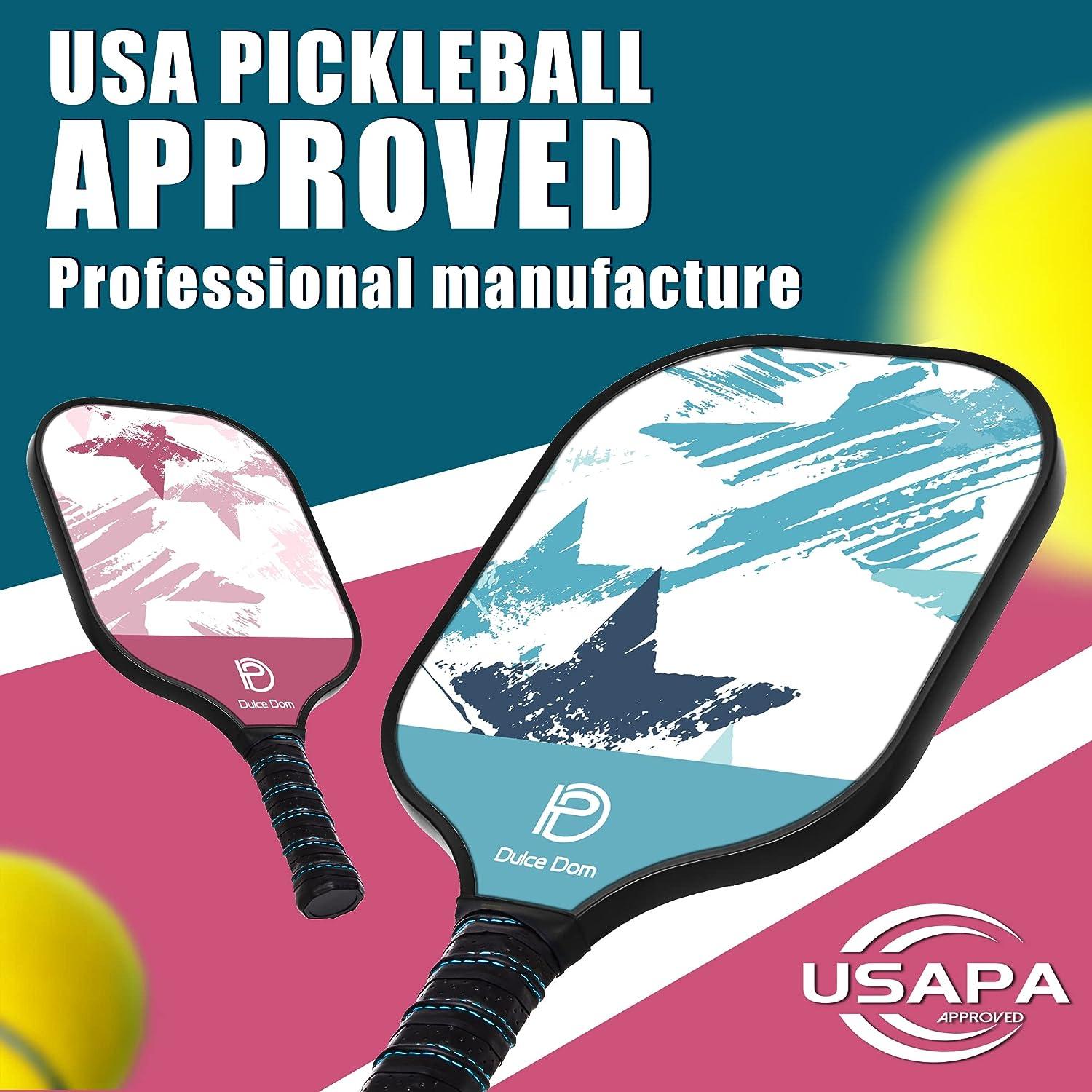 DULCE DOM Pickleball Paddles, USAPA Approved Pickleball Set with 4