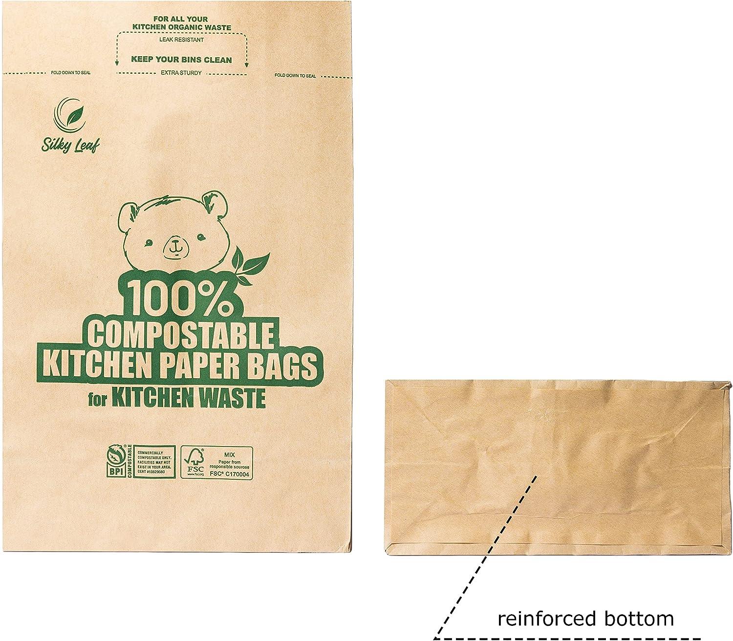 Silky Leaf 30 Pack Kitchen Compost Bags for Food Scraps & Waste 100