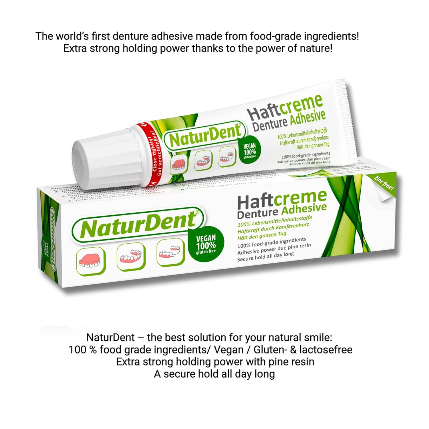 NaturDent Waterproof Zinc Free Denture Adhesive for Upper & Lower