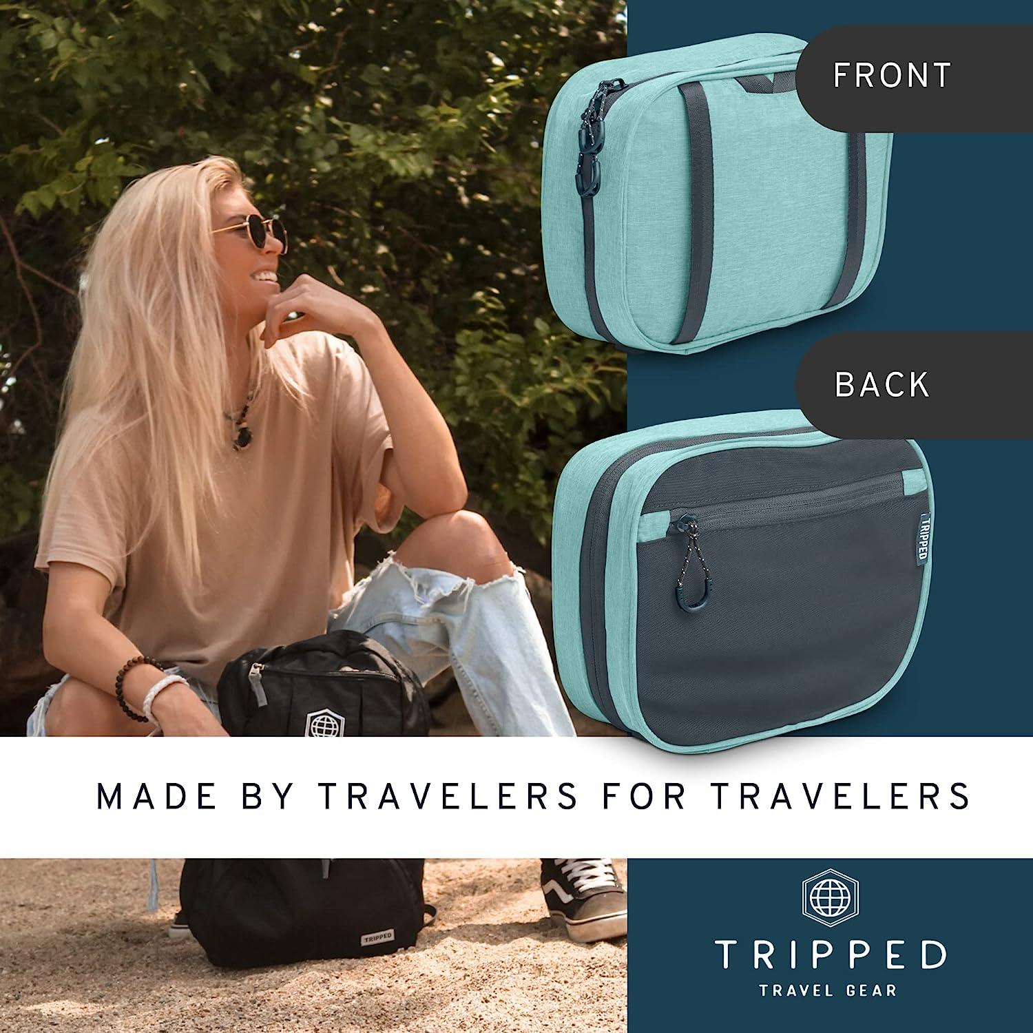Hanging Travel Toiletry Bag Set with TSA Liquid Bag & Accessory Pouch (Dusty Teal) | Buy Now with Express International Delivery | GoSupps.com Hanging Travel Toiletry Bag Set with TSA Liquid Bag & Accessory Pouch (Dusty Teal) | Buy Now with Express International Delivery | GoSupps.com