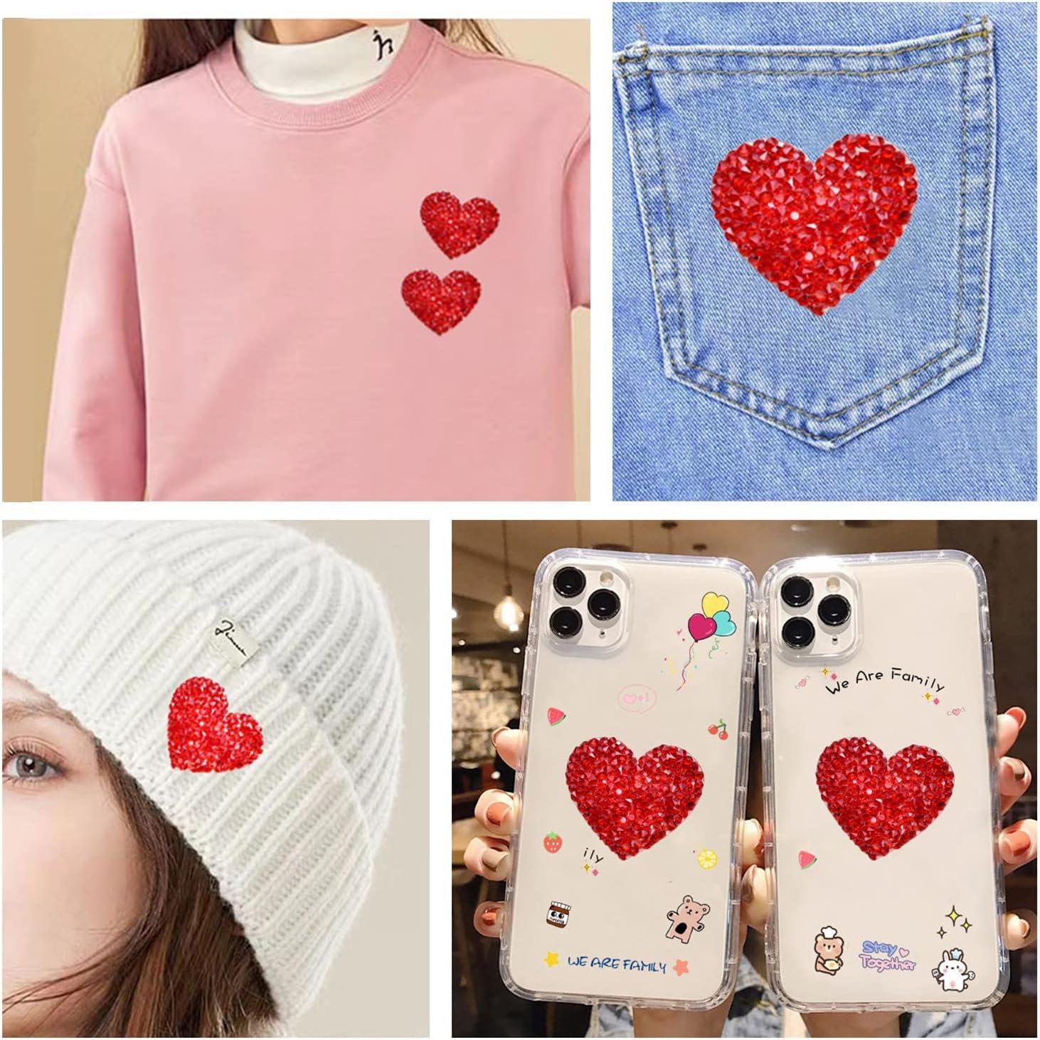 20 Pieces Heart Patches Iron On Heart Appliques Adhesive Rhinestone Glitter  Heart Patches Bling Rhinestone Appliques for Clothing Shoes Bags Hats  Repair Decoration and DIY Accessory