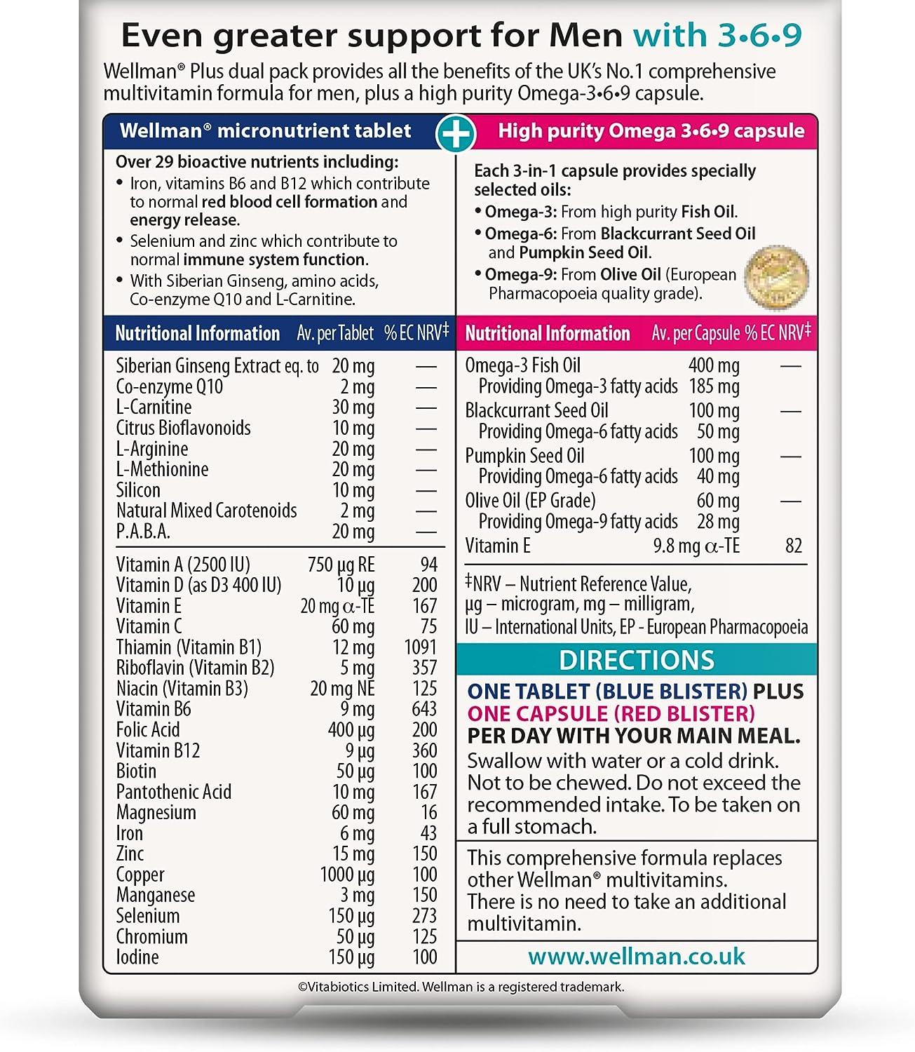 Vitabiotics Ltd Vitabiotics Wellman Plus 56 Tablets/Capsules