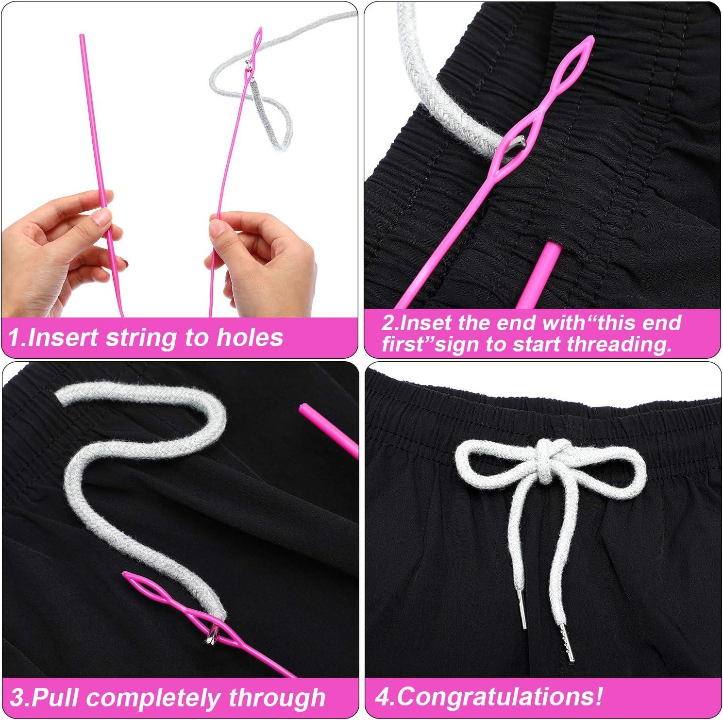 8 Pieces Drawstring Cords Replacement Drawstrings with Three Easy Threaders  for Sweatpants Shorts Pants Jackets Coats (8 Pieces)