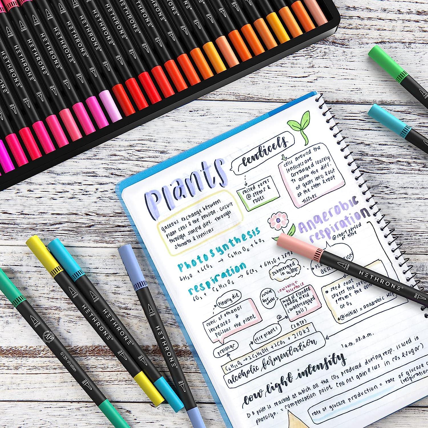 筆記具 Hethrone 100 Dual Tip Brush Pens Hethrone Dual Brush Pens Art Pens & Markers Felt Tip Pens