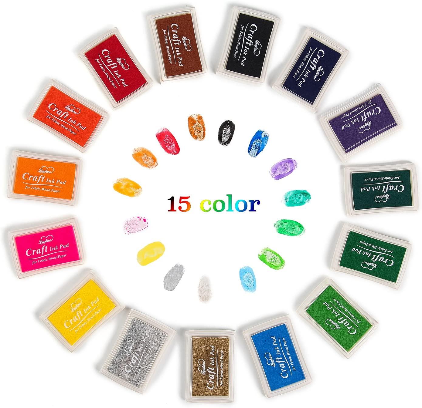 Lsushine Craft Ink Pad Stamps Partner Diy Color,15 Color Craft Ink