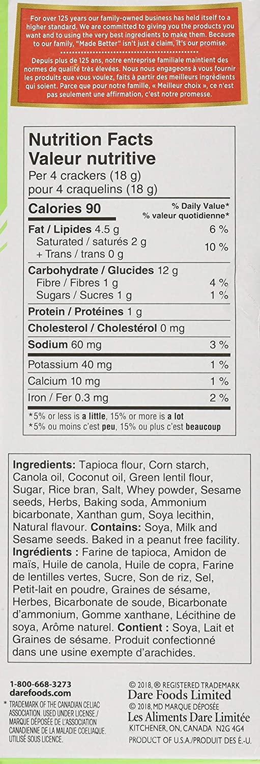 Dare Breton Cracker Gluten Free Herb Garlic, Herb and Garlic, 4.76 Ounce