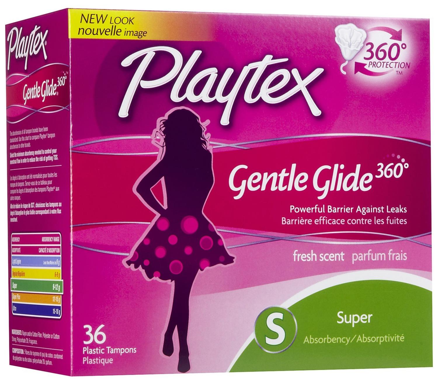 Playtex Tampons with Comfortable Plastic Applicator Super Absorbency Deodorant 36 ct