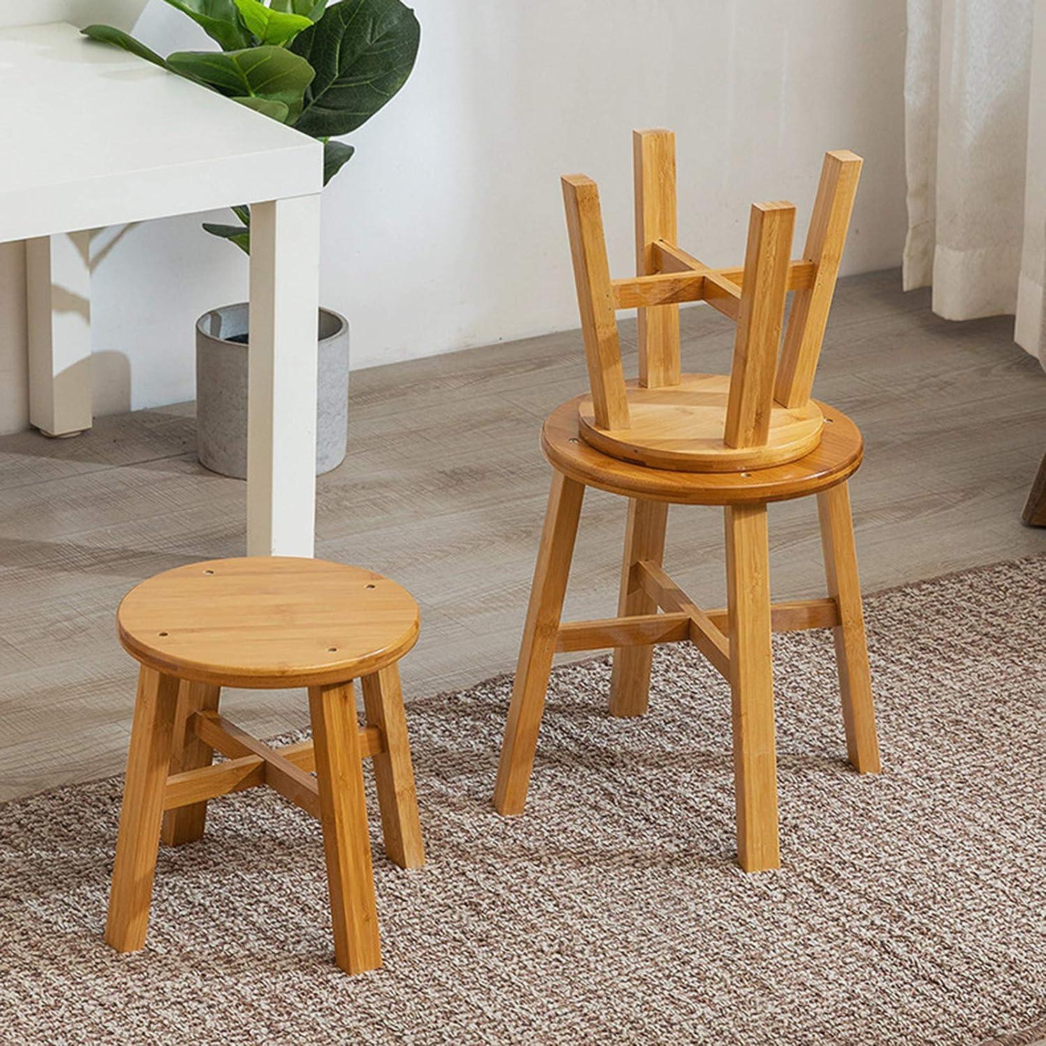 Bamboo Step Stool Shoe-Changing Round Foot Stool Multi-Functional