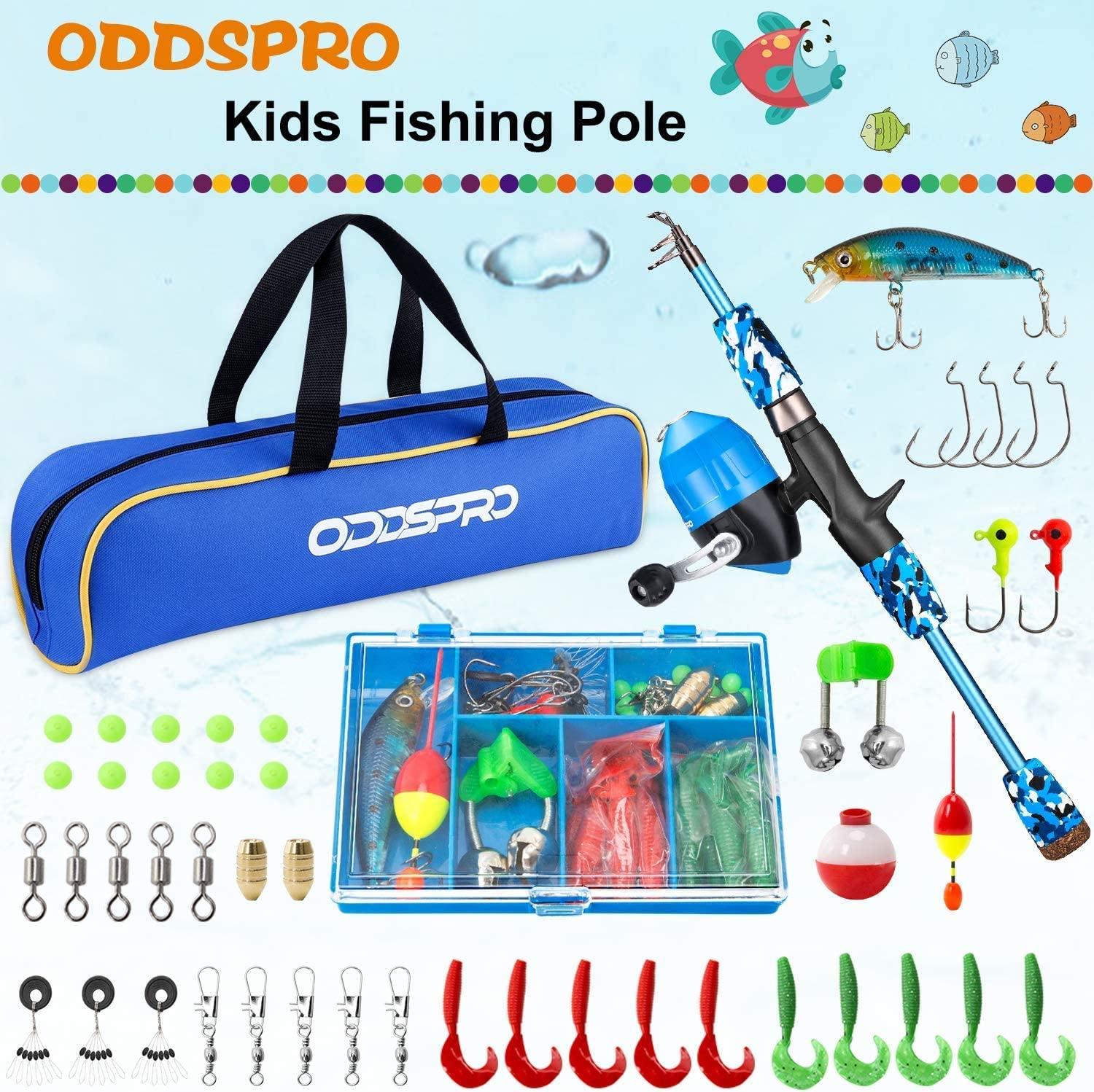 Kids Open Faced Spinning Green Beginner Fishing Pole Starter Kit