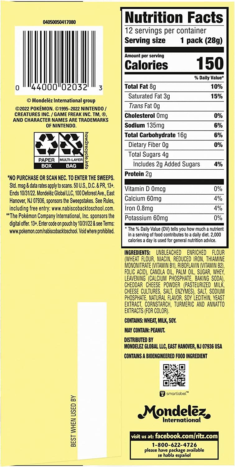 RITZ Cheese Sandwich Crackers 12 Packs of 1 oz Bits Buy Now