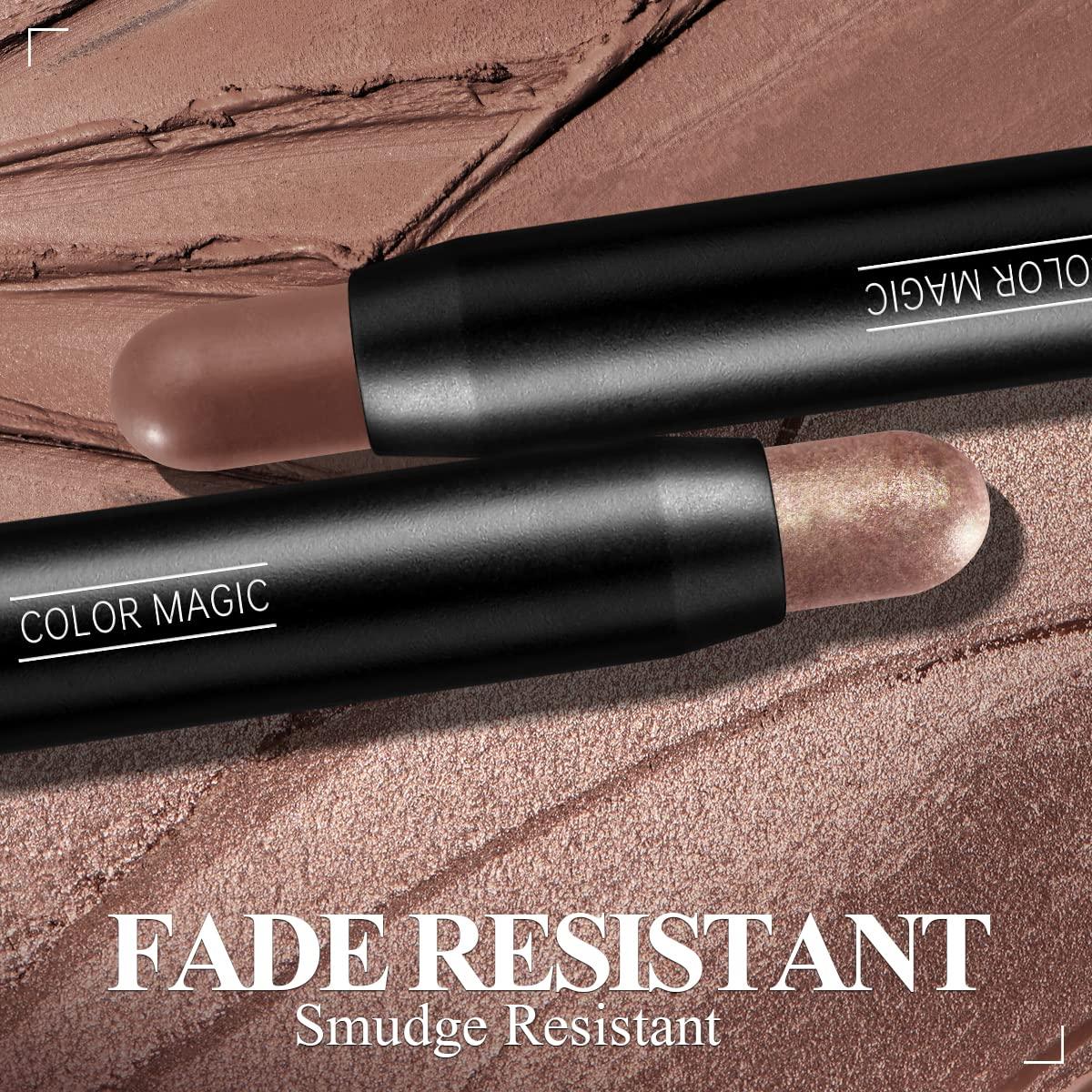 LUXAZA 3Pcs Neutral Brown Eyeshadow Stick Set, Matte And Shimmer Creamy