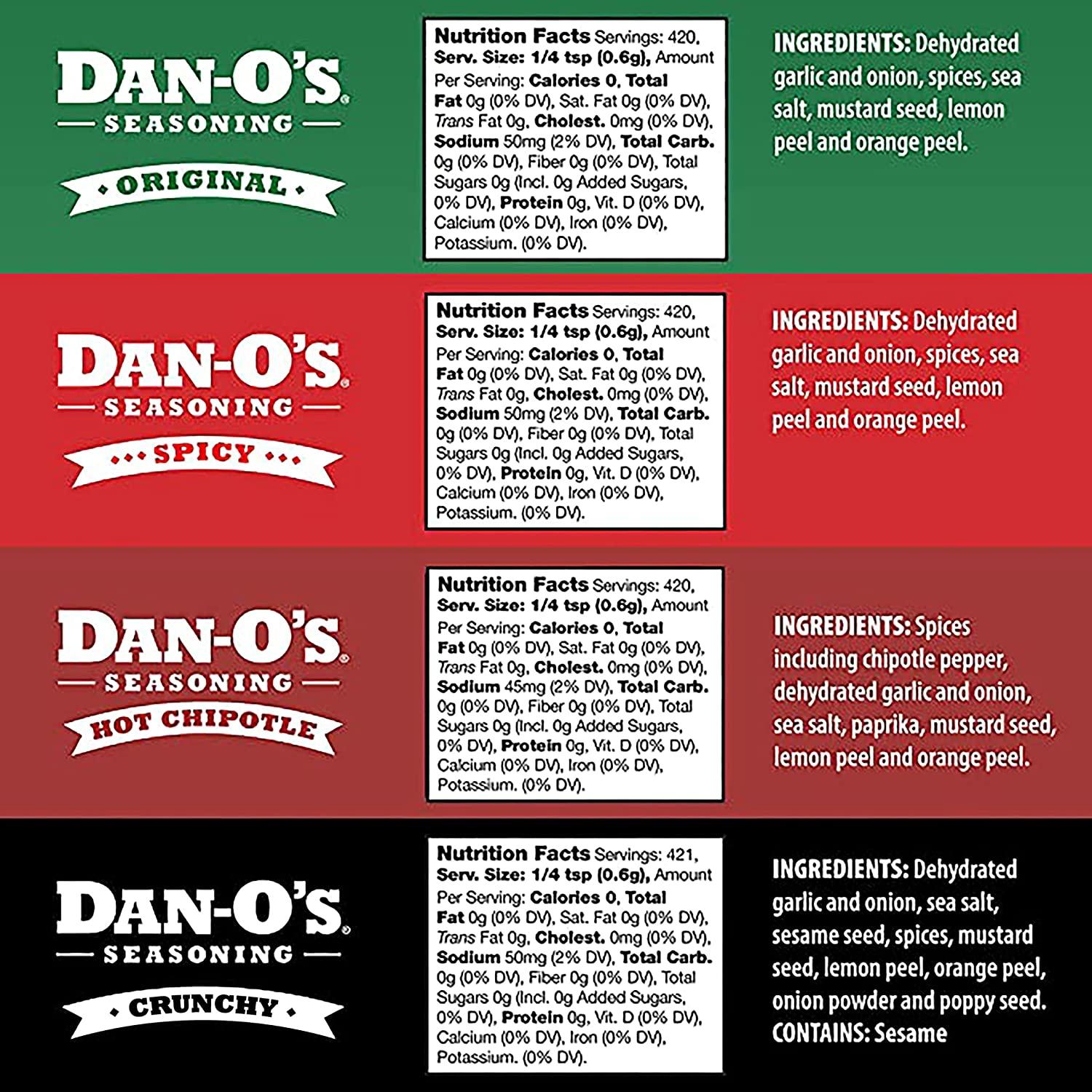 6ct Of Dan-O's Seasoning Pack ALL FLAVORS
