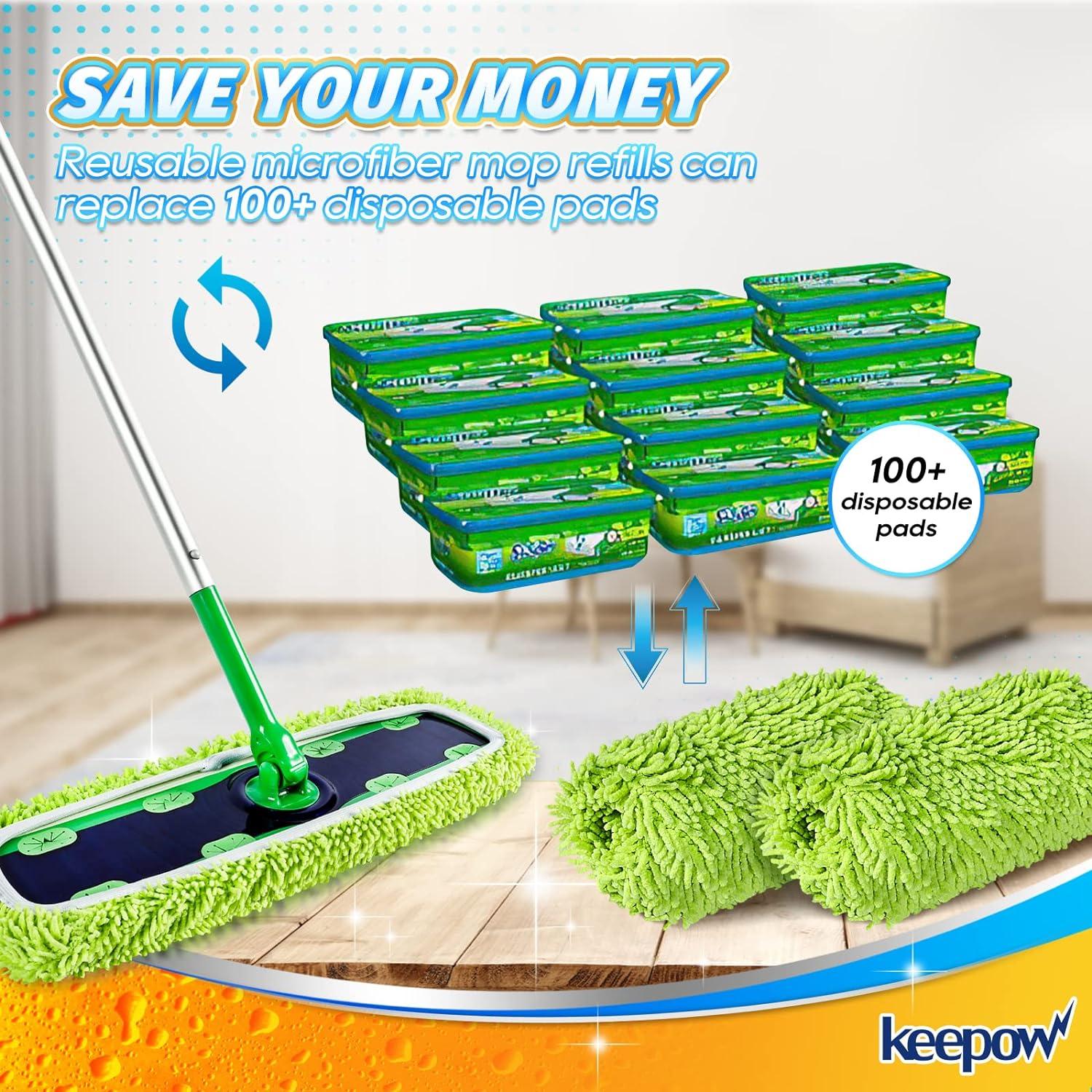 KEEPOW Reusable XL Mop Pads Compatible for Swiffer XL Sweeper X-Large Dry  Sweeping Cloths Wet Mopping Cloths Washable Microfiber XL Wet Pads Refills  for Surface/Hardwood Floor Cleaning 4 Pack