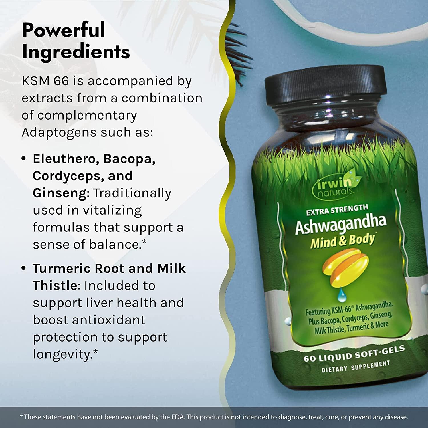 Irwin Naturals Extra Strength Ashwagandha Mind & Body Adaptogenic Herbs