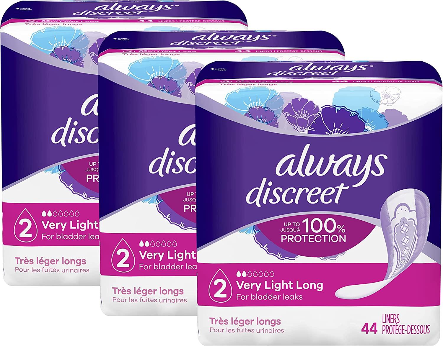 Always Discreet, Incontinence & Postpartum Liners For Women, Size