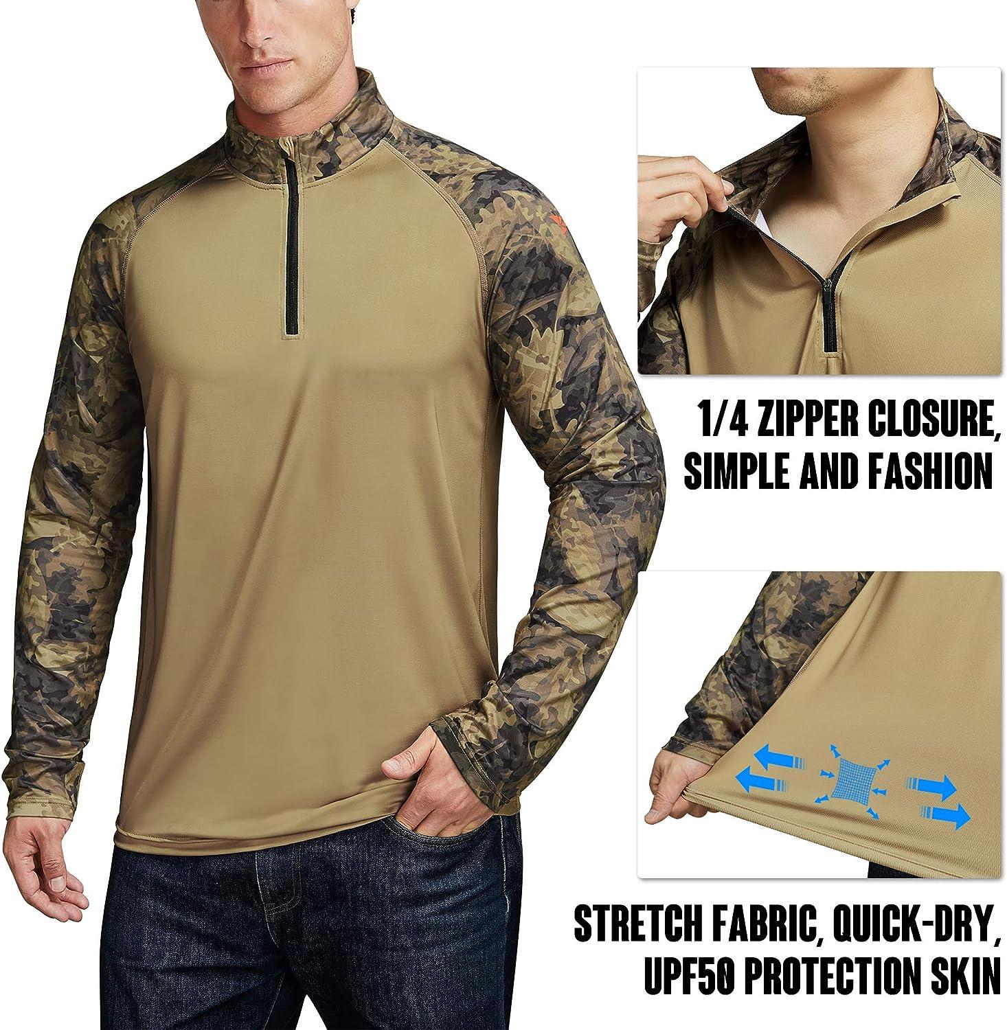 Rodeel Men's Running Hiking Shirts 1/4 Zip UPF 50+ Sun Protection Long ...