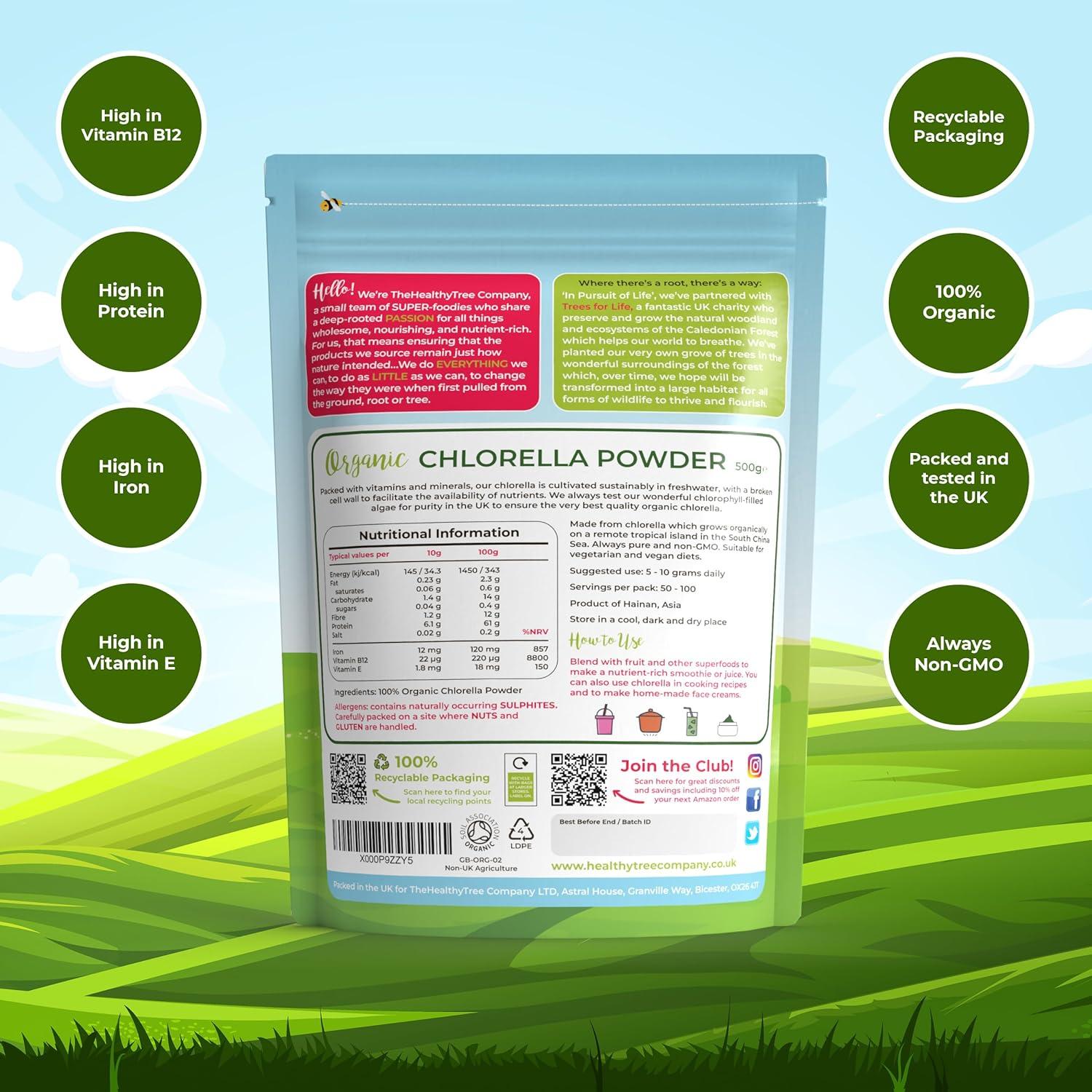 Organic Chlorella Powder by TheHealthyTree Company for Juices and