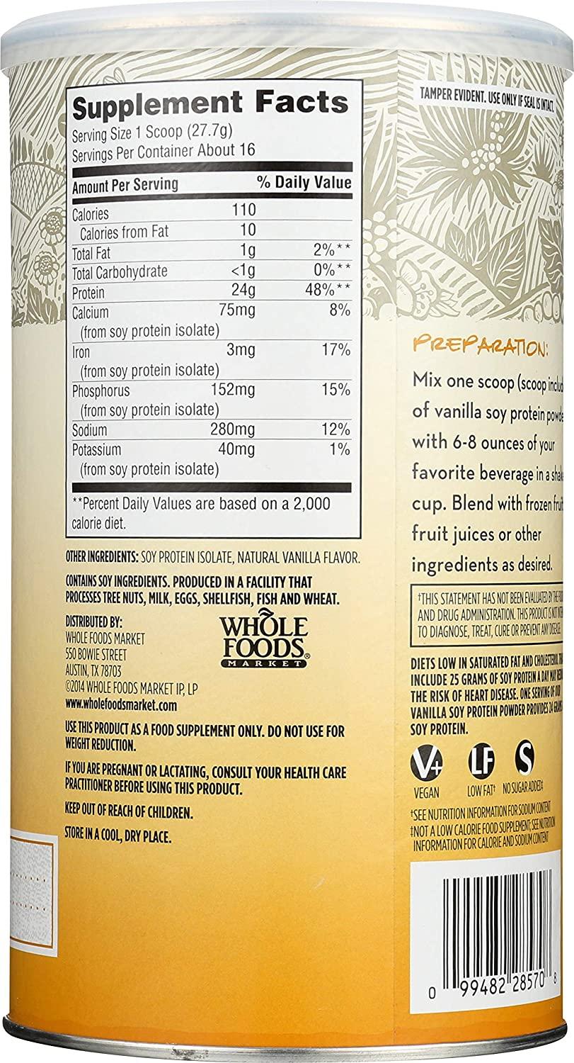 365 Everyday Value, Soy Protein Powder, Unsweetened Vanilla Flavor, 15.