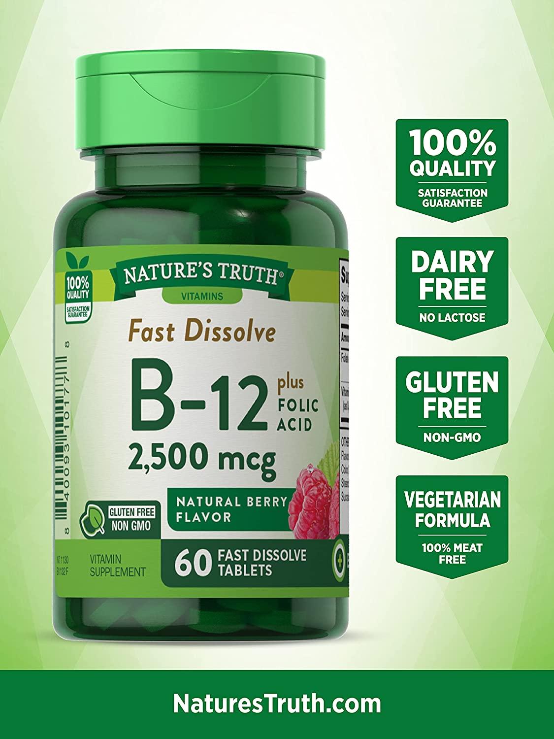 Nature's Truth Vitamin B12 & Folic Acid 2500 mcg Fast Dissolve