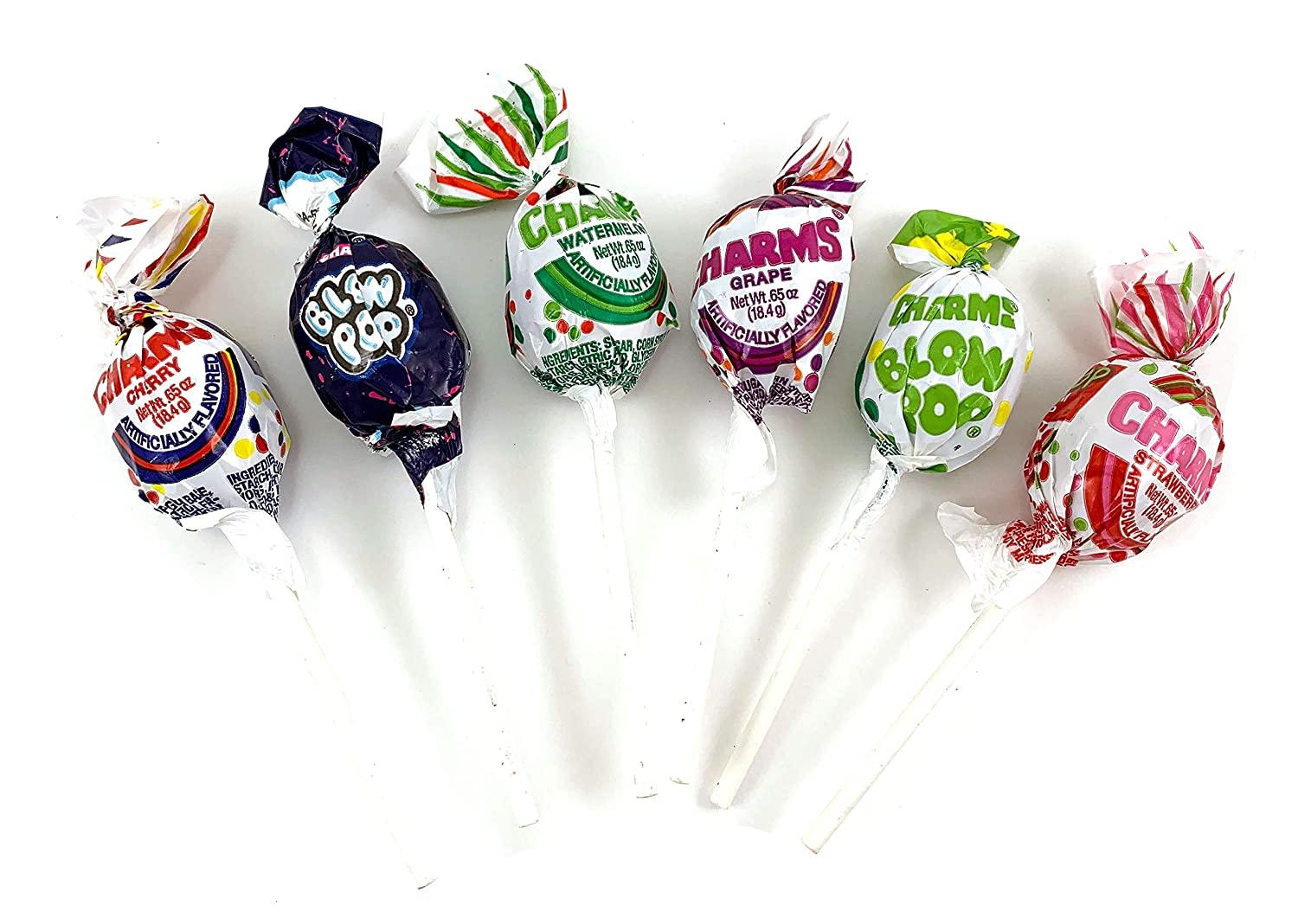 CrazyOutlet Charms Blow Pops Hard Candy Lollipops, Bubble Gum Filled