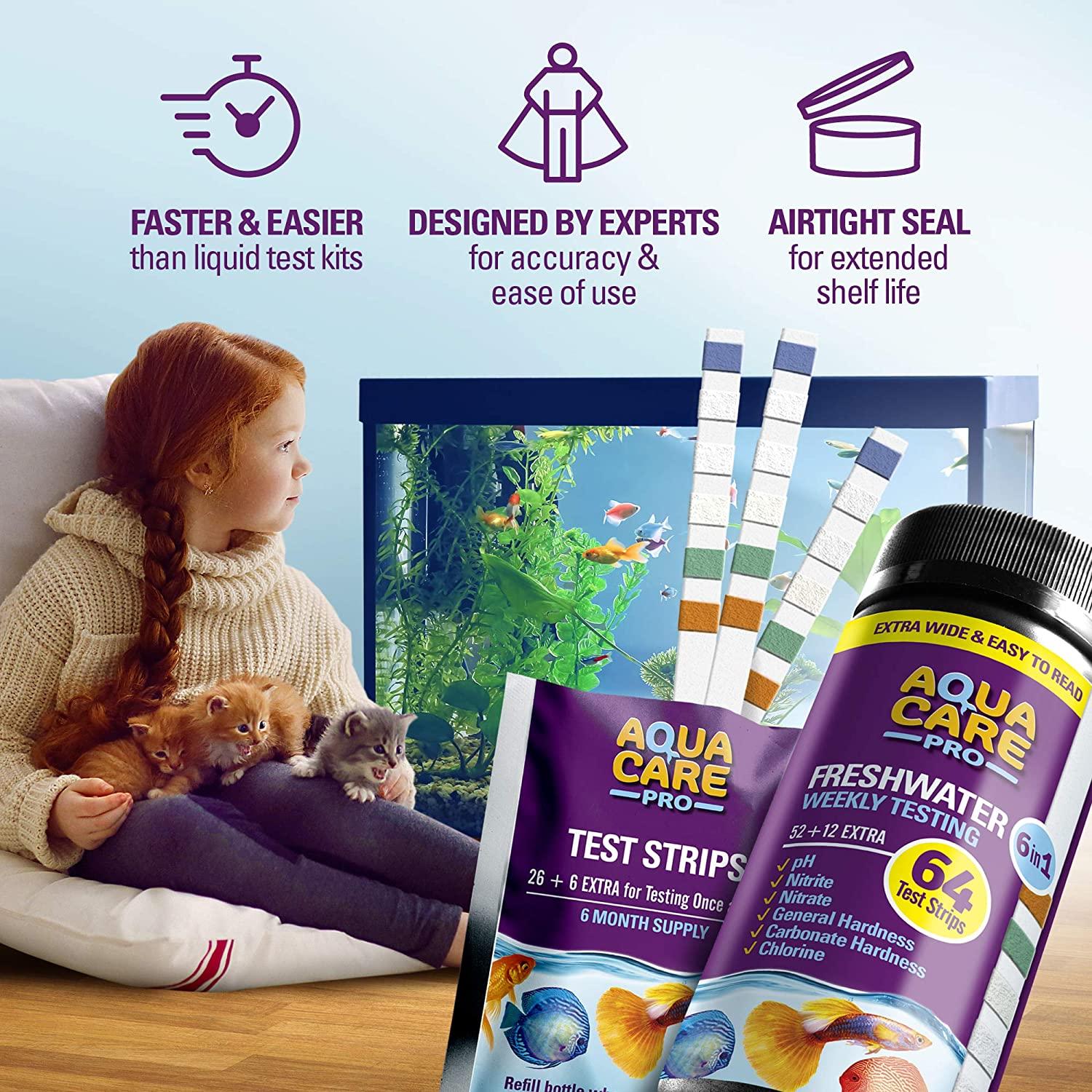 Freshwater Aquarium Test Strips 6 in 1 Fish Tank Test Kit for Testing pH Nitrite Nitrate