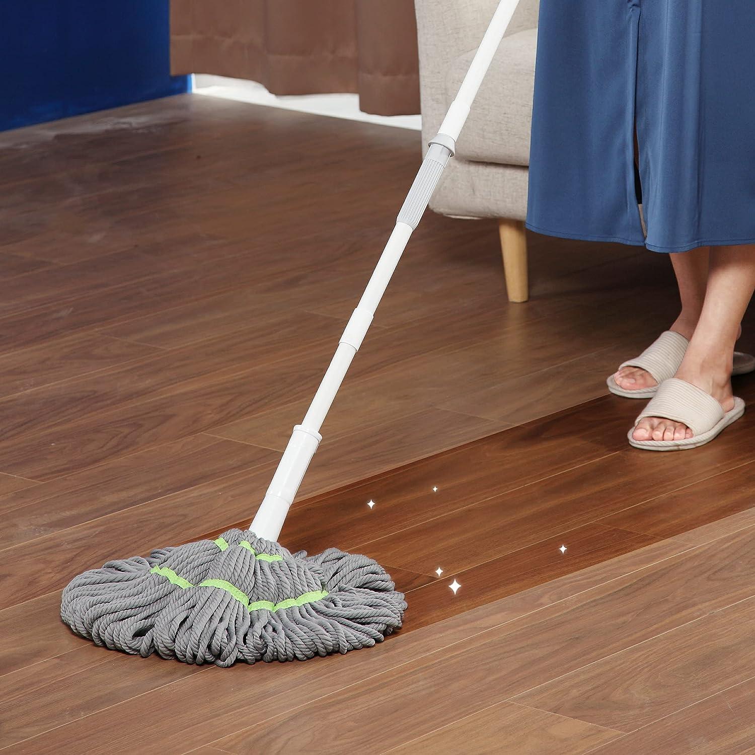 BOOMJOY Twist Mop, Self-Wringing Wet Mop for Floor Cleaning, Microfiber  Ratchet Tornado Mop, 3 Resuable Heads White