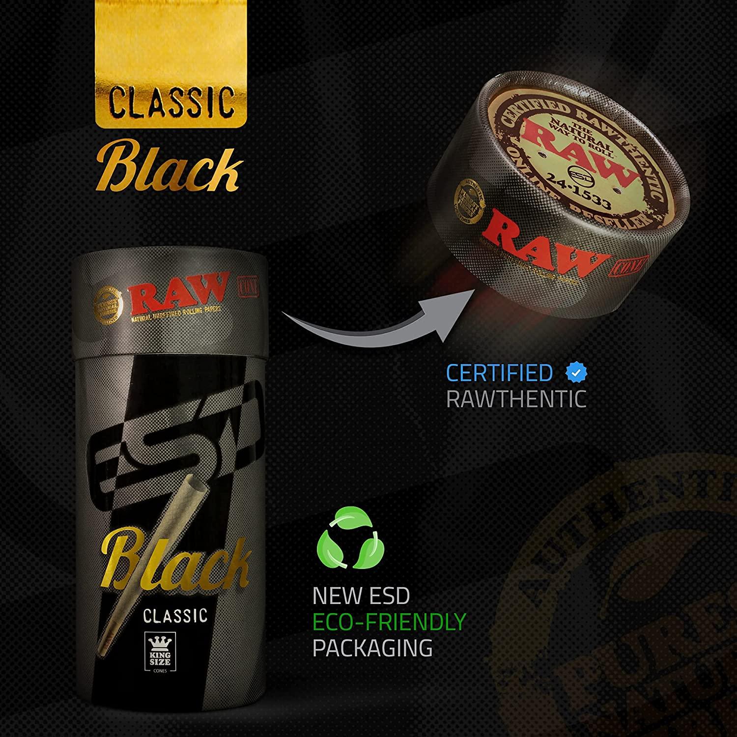RAW Black W-Wide Pre-Rolled Cone Tips - ESD Official