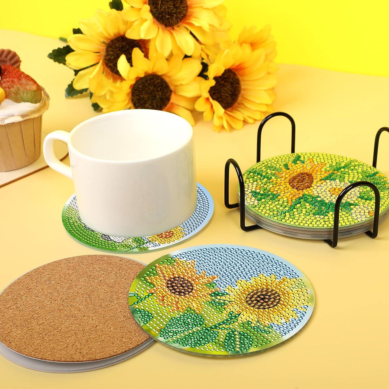 8 Pcs Diamond Painting Coasters with Holder DIY 5D Diamond Painting Kits  Diamond Art Coasters Shining Drink Coasters DIY Arts and Crafts for Adults