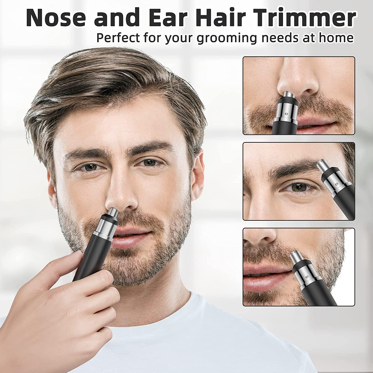 Rechargeable Ear and Nose Hair Trimmer with Dual Edge Blades Easy