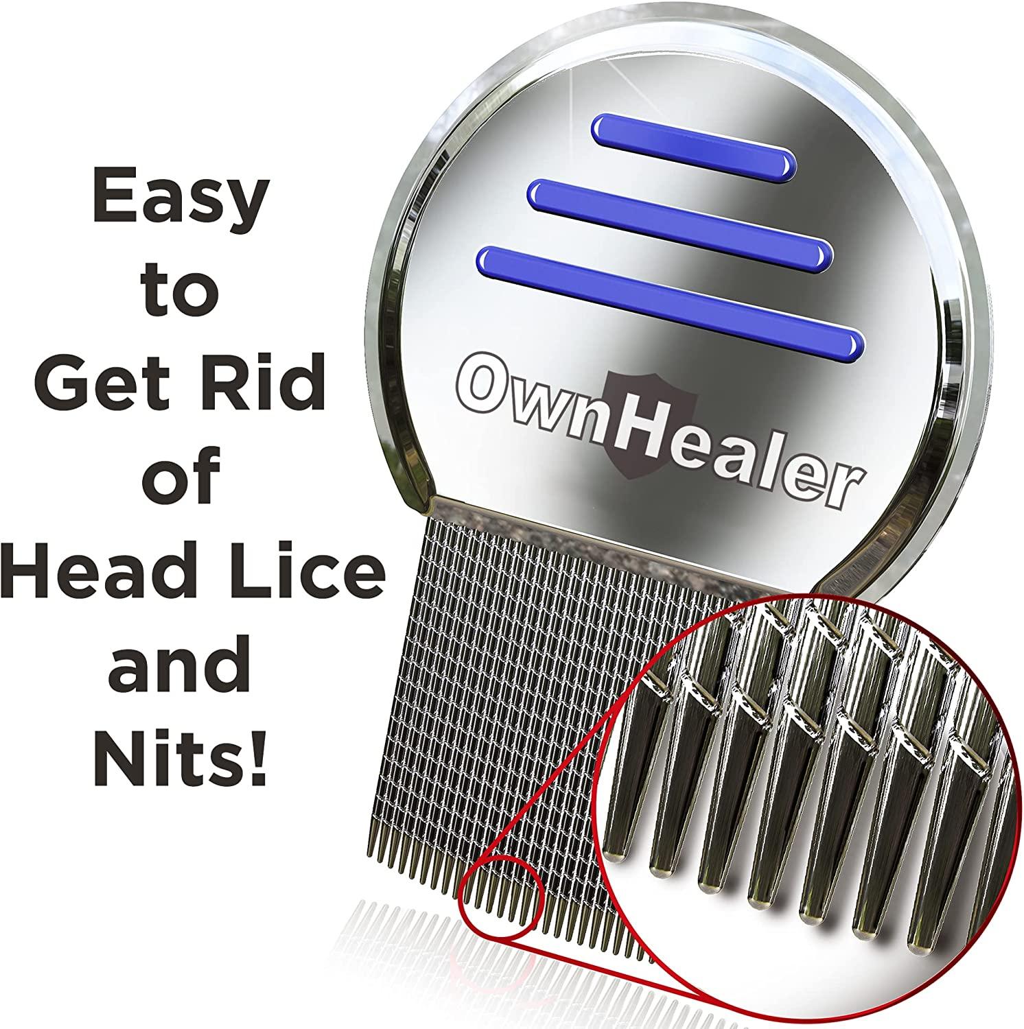  OWNHEALER Professional Lice Comb Kit - for Lice, Nits, and  Dandruff Removal. Quick Results for Head Lice Treatment - Suitable for All  Hair Types. Peine para piojos y liendres. : Health