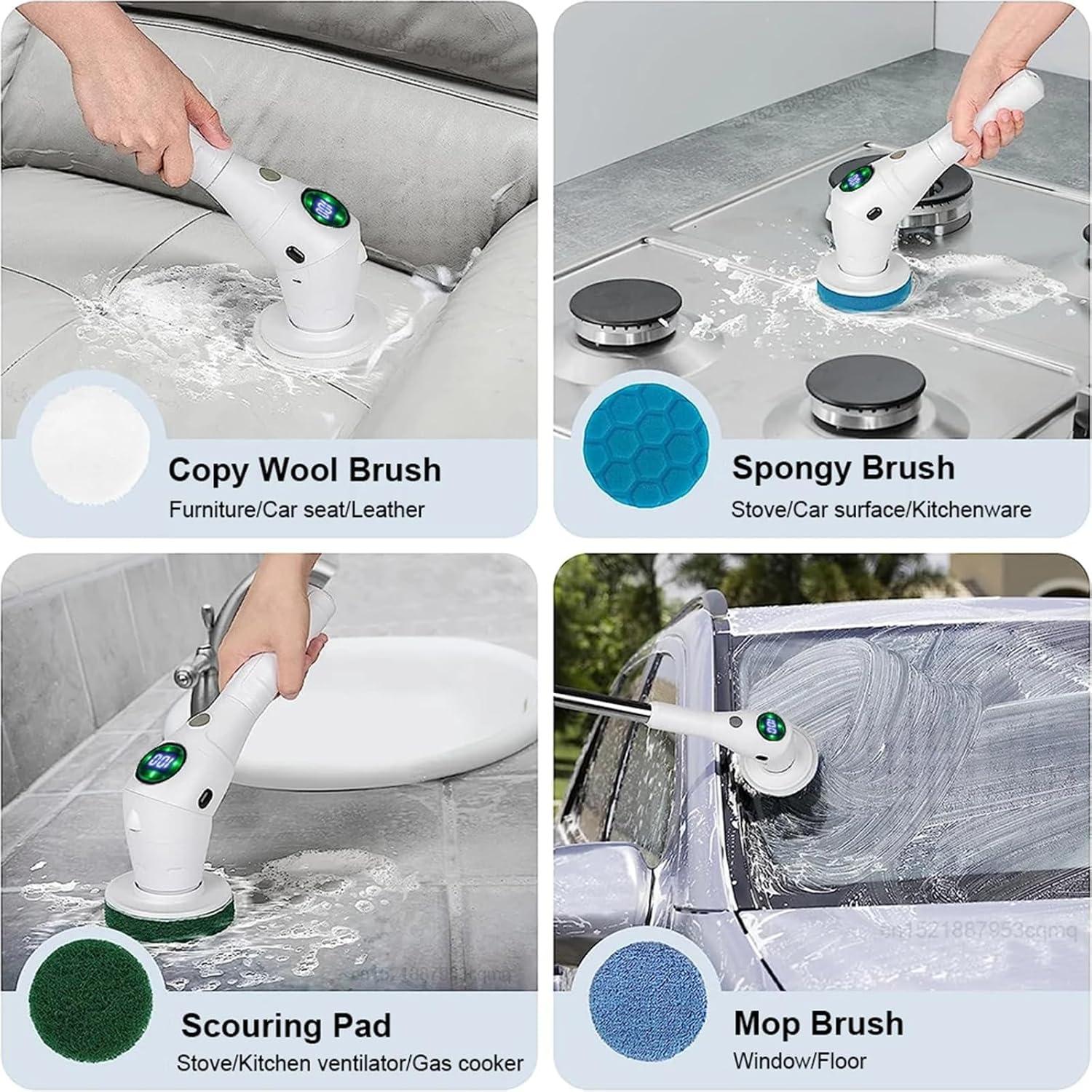 Cleaning Tools Cordless Electric Spin Scrubber - 3 Speed With 8 Brush Heads For Bathroom & Tile Cleaning Synoshi Power Spin Scrubber - View #10