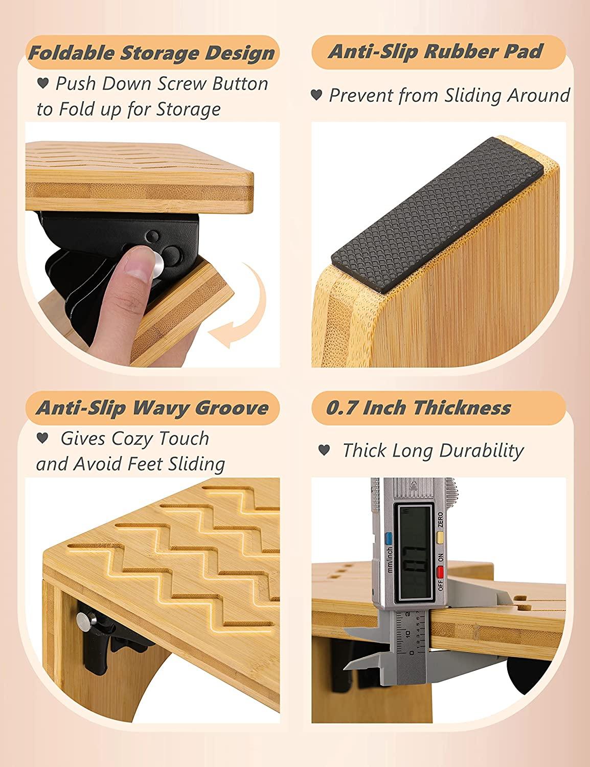 Toilet Stool, Easoger Bamboo Squatting Bathroom Stool, 7" Foldable