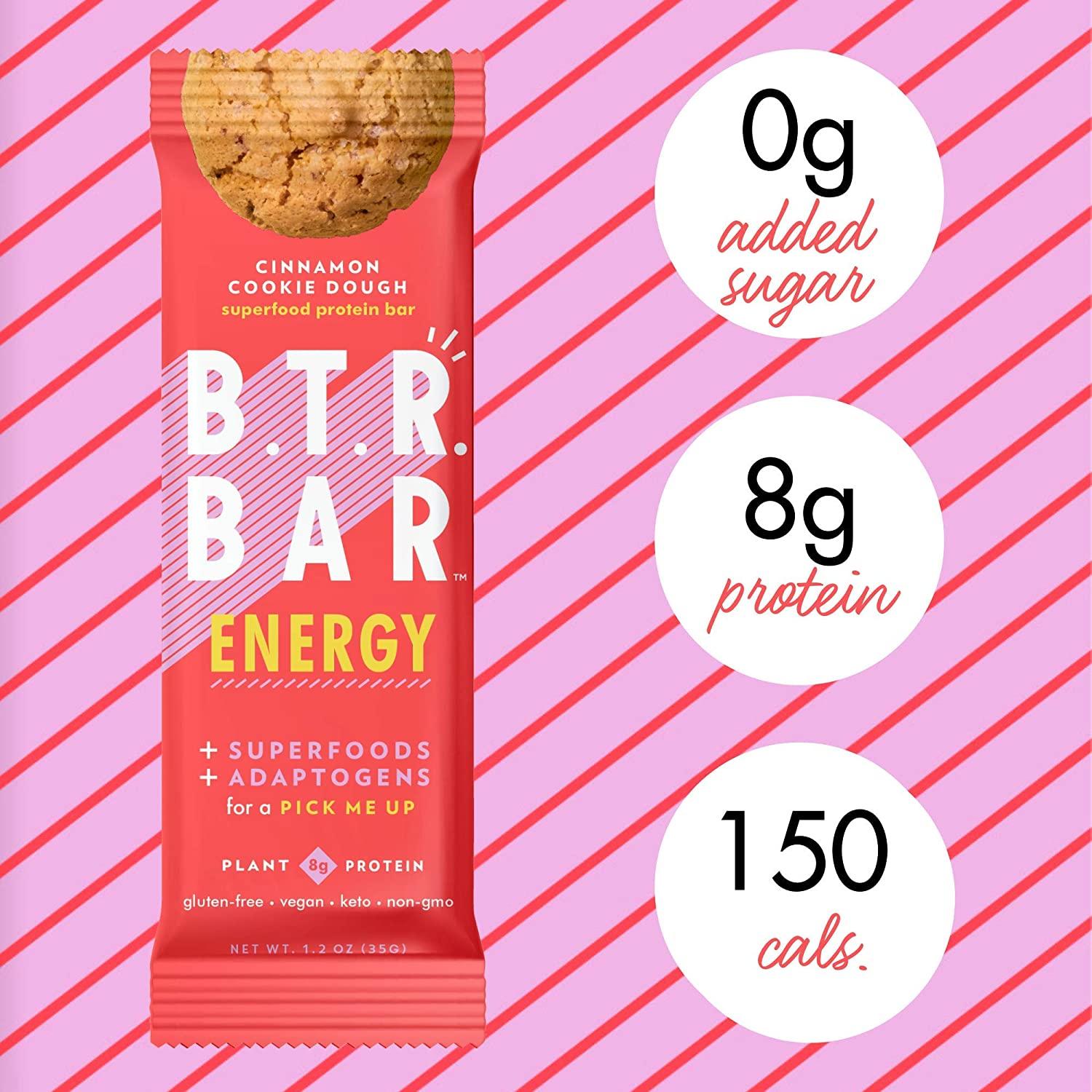 B.T.R. Bar Superfood Keto Protein Bars, Plant Based Vegan Protein, Low