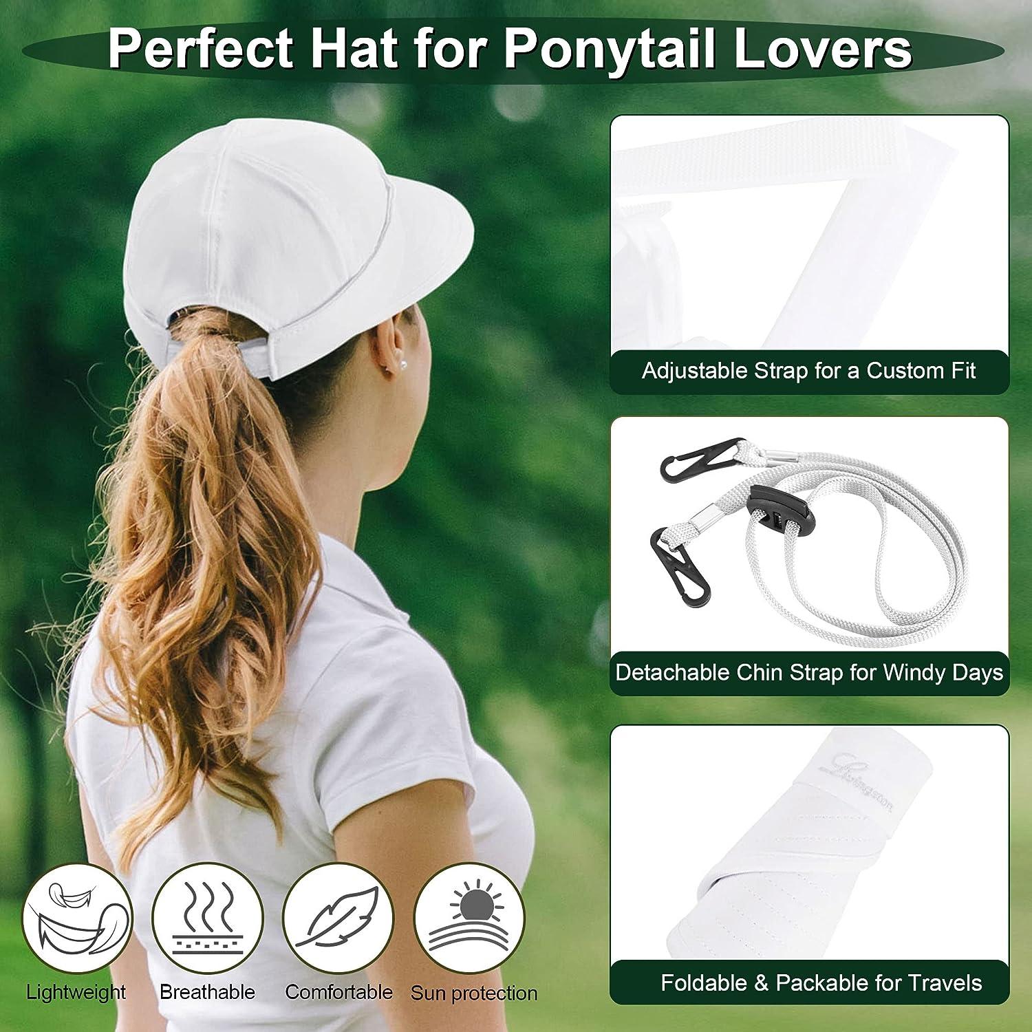 Womens Sun Hat, 2 in 1 Zip-Off Sun Protection Visor Beach Hat for Women, Packable  Golf Hat White
