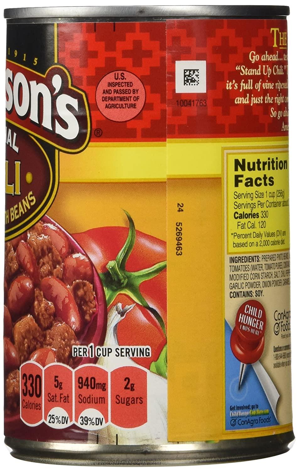 Dennison Chili With Beans, 15 Oz can, Pack of 12