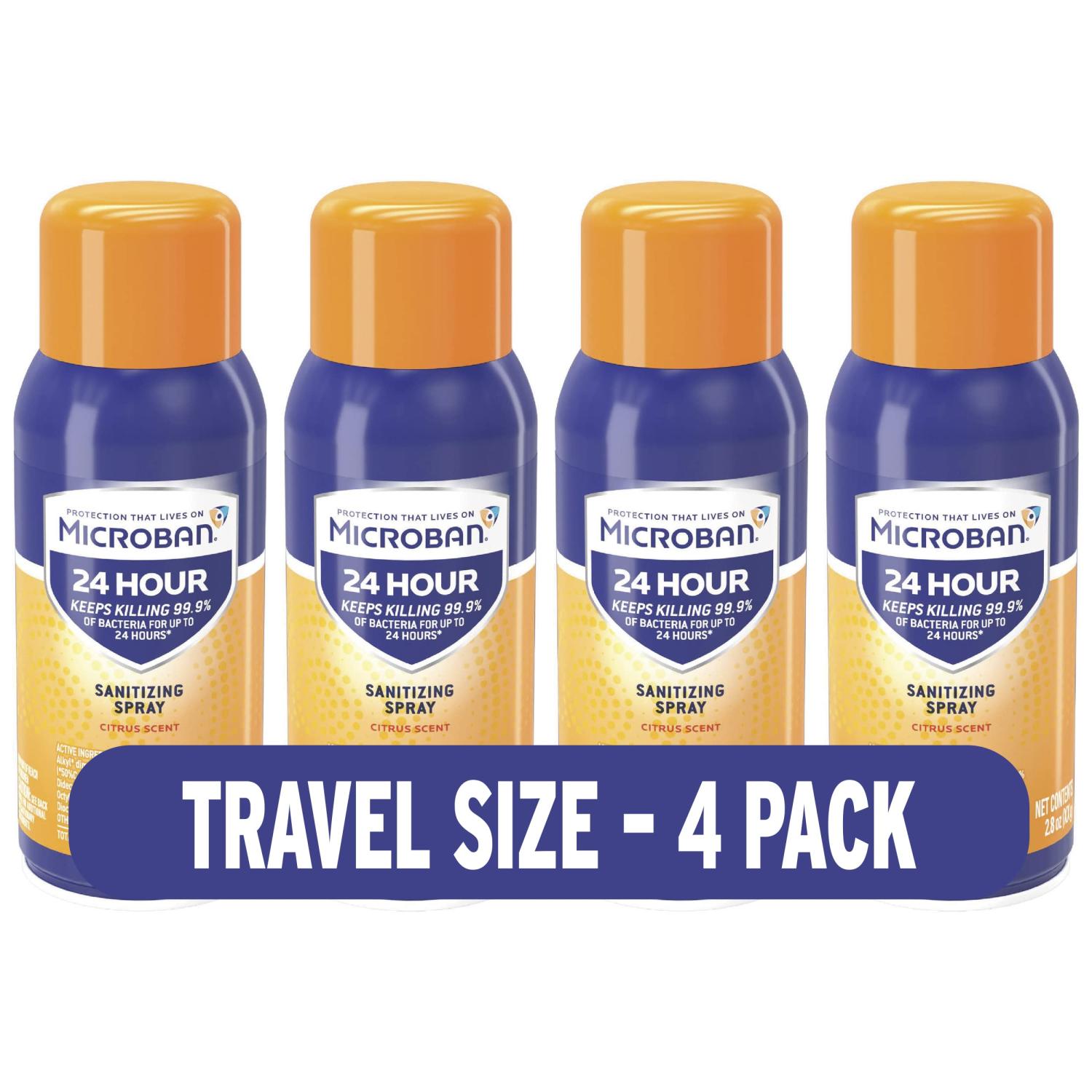 Microban Disinfectant Spray, Travel Size 24 Hour Sanitizing Spray