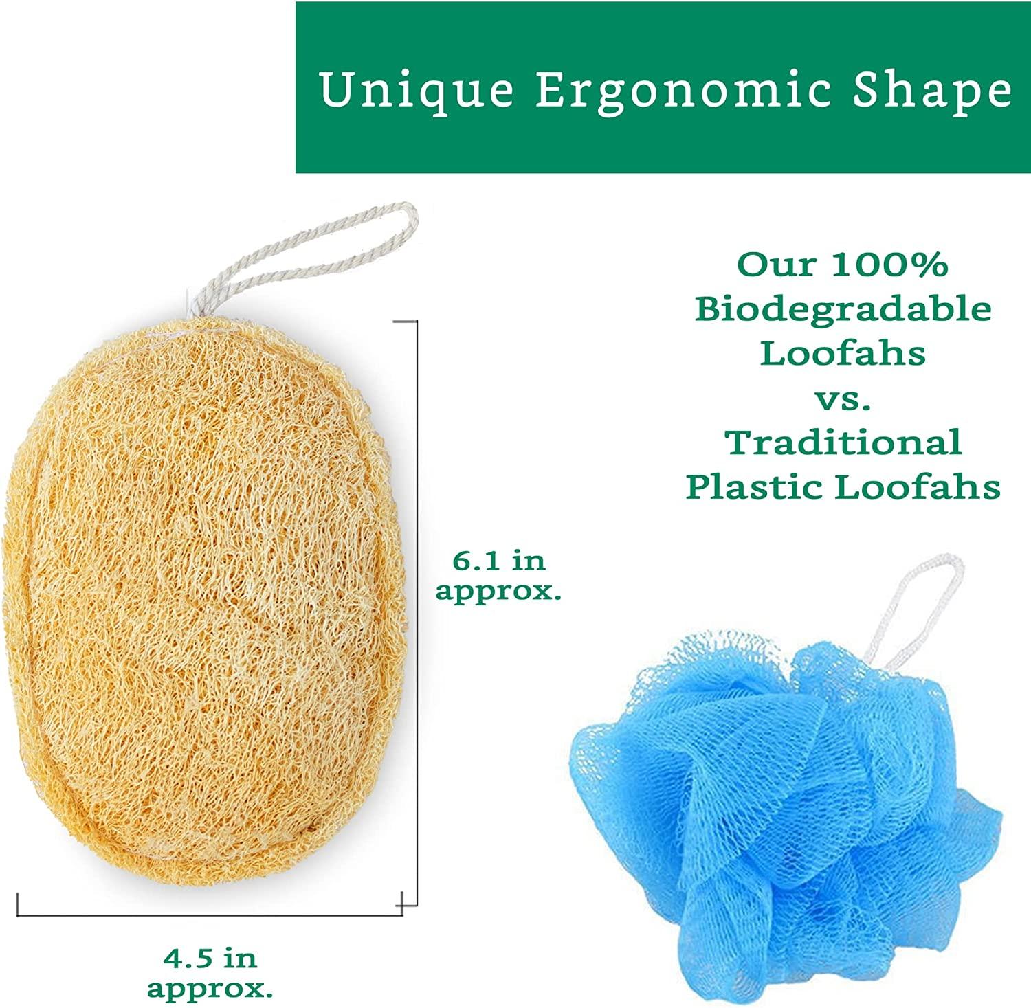 100 Natural Loofah Exfoliating Sponge (4 Pack) Loofah Body Scrubber