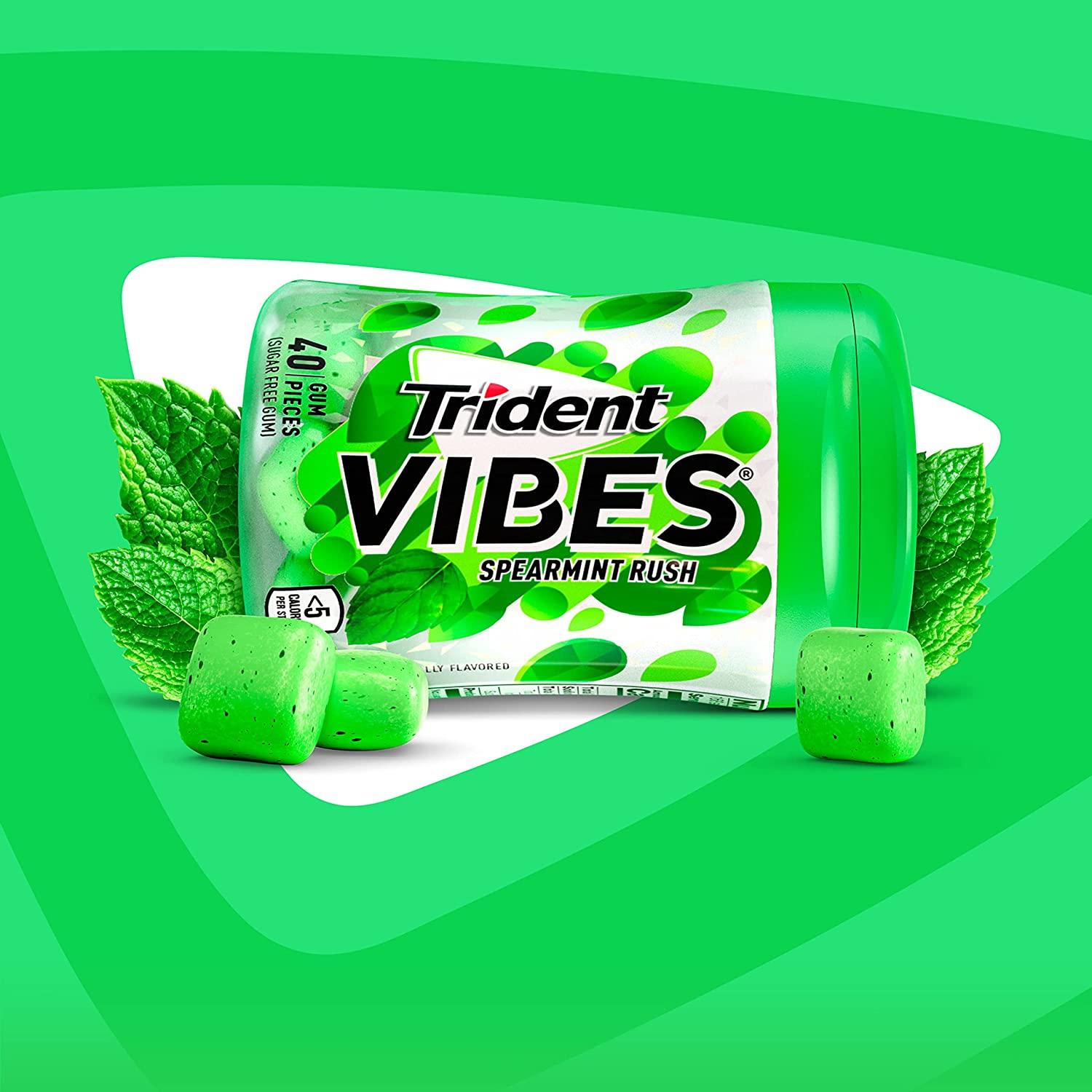 Trident Vibes Spearmint Rush Sugar Free Gum 4 Bottles 160 Pieces Trident Vibes Spearmint Rush Sugar Free Gum 4 Bottles 160 Pieces