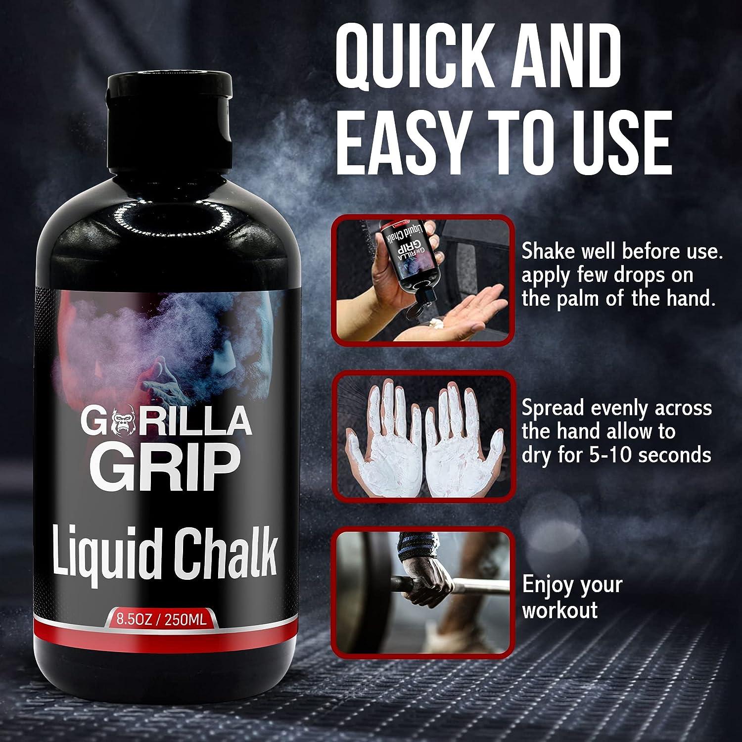 Gorilla Grip Pro Grade Liquid Chalk Bundle of 2 (50ml and 250ml), for Weightlifting, Rock