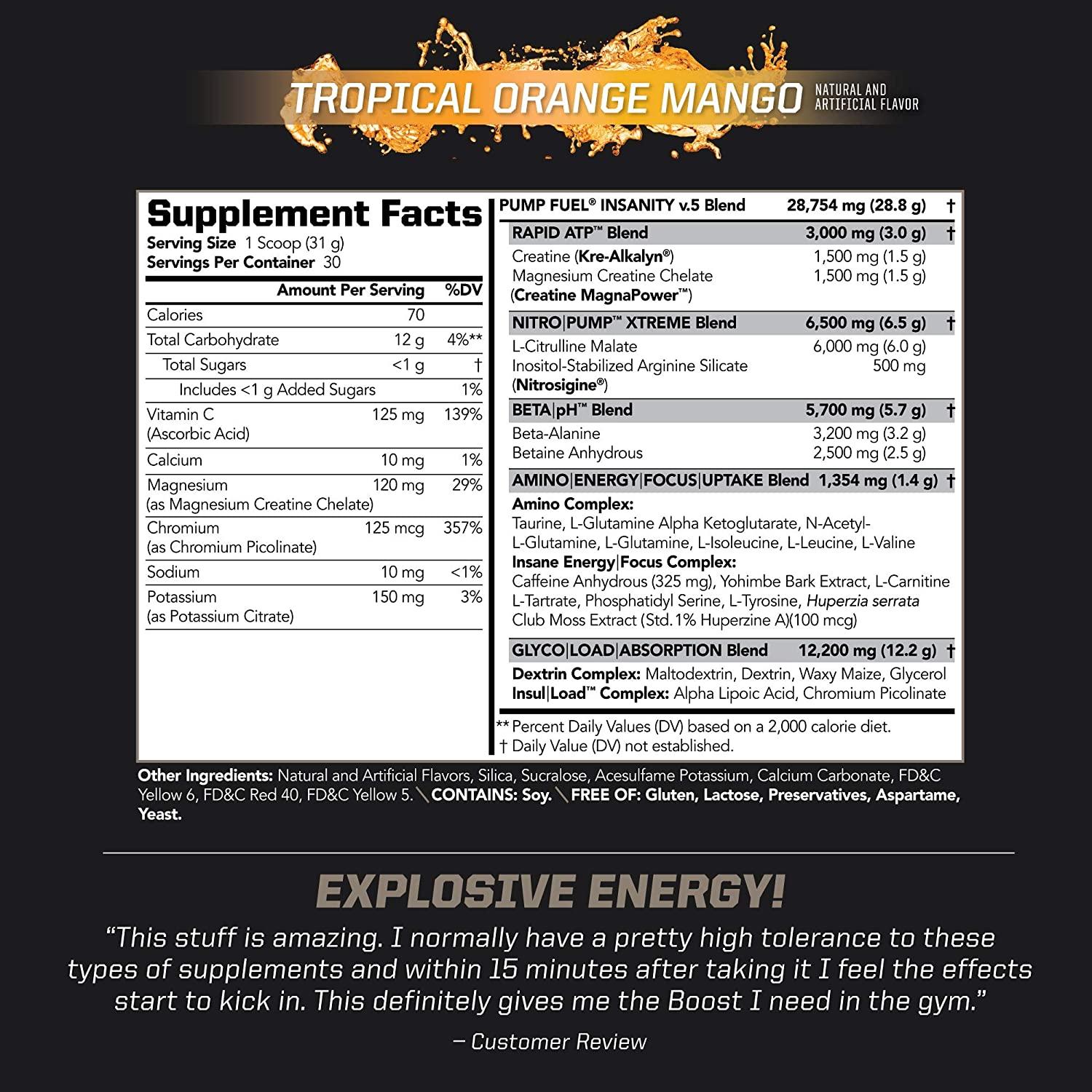 PMD Sports Ultra Pump Fuel Insanity Tropical Orange Mango Pre Workout
