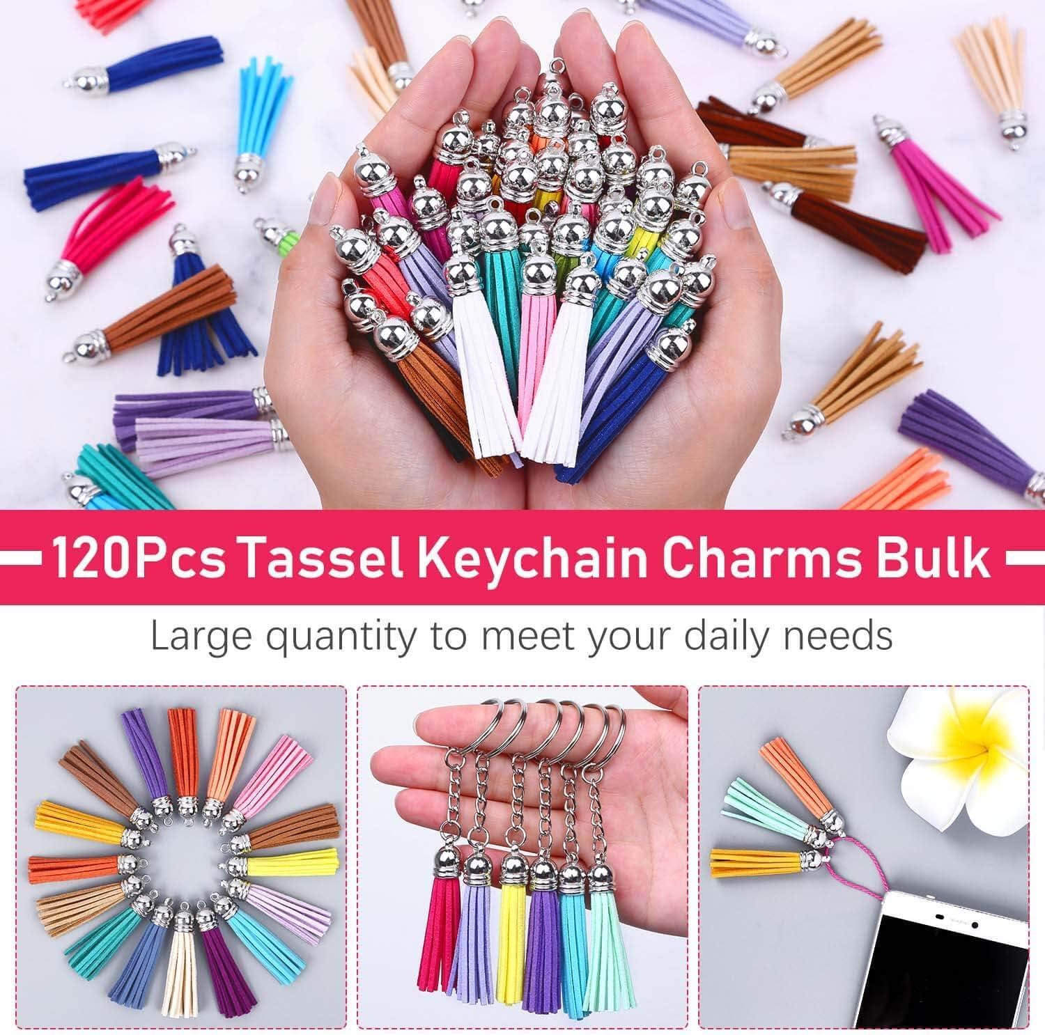 Tassels Charms for Jewelry Making Paxcoo 120Pcs Keychain Tassels Bulk for  Crafts Leather Key Chain Tassel Charms for Jewelry Making Resin Epoxy  Acrylic Blanks Keychains Bracelets (2 1/8 inch)