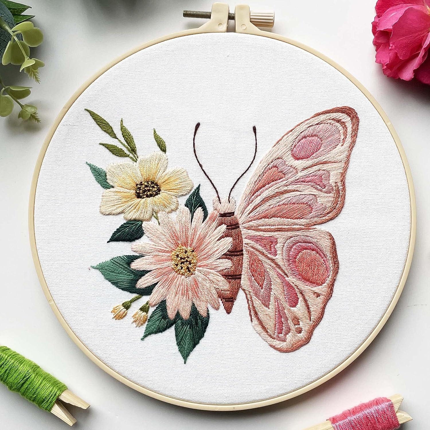 Myfelicity 3 Embroidery Kits Butterfly Embroidery kit for Beginners