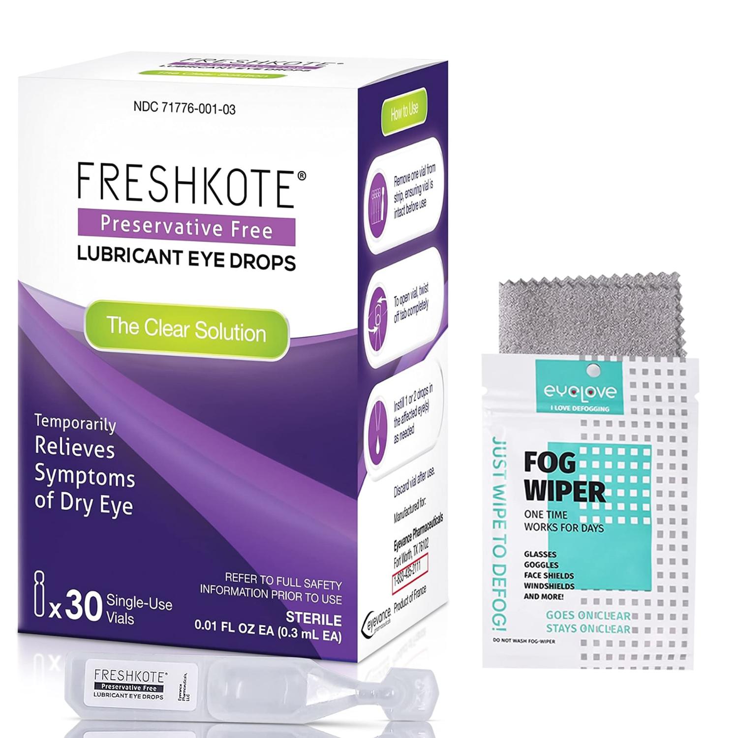 FRESHKOTE Preservative Free Lubricant Eye Drops 30 Single Use Vials
