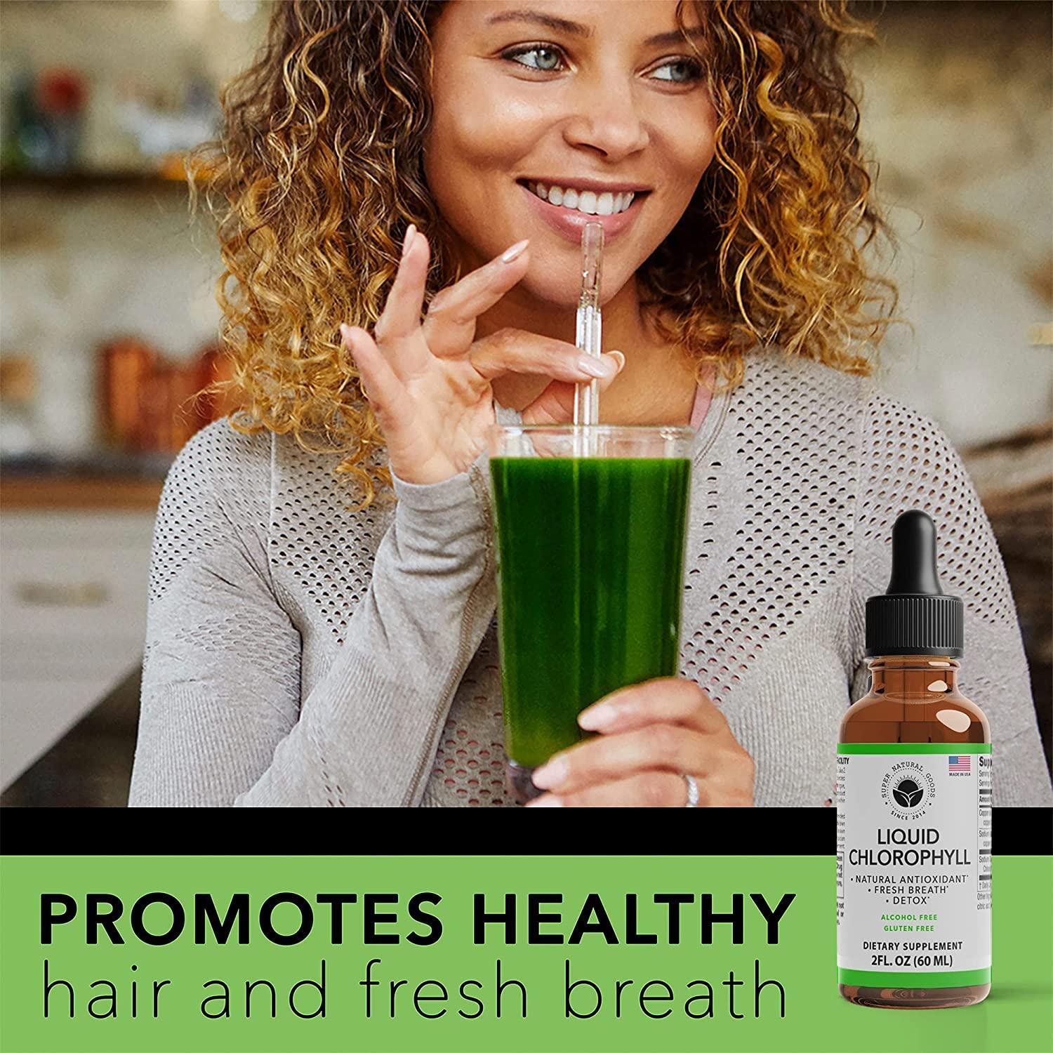 Premium Vegan Liquid Chlorophyll Drops (2oz) for Energy Boost, Gut