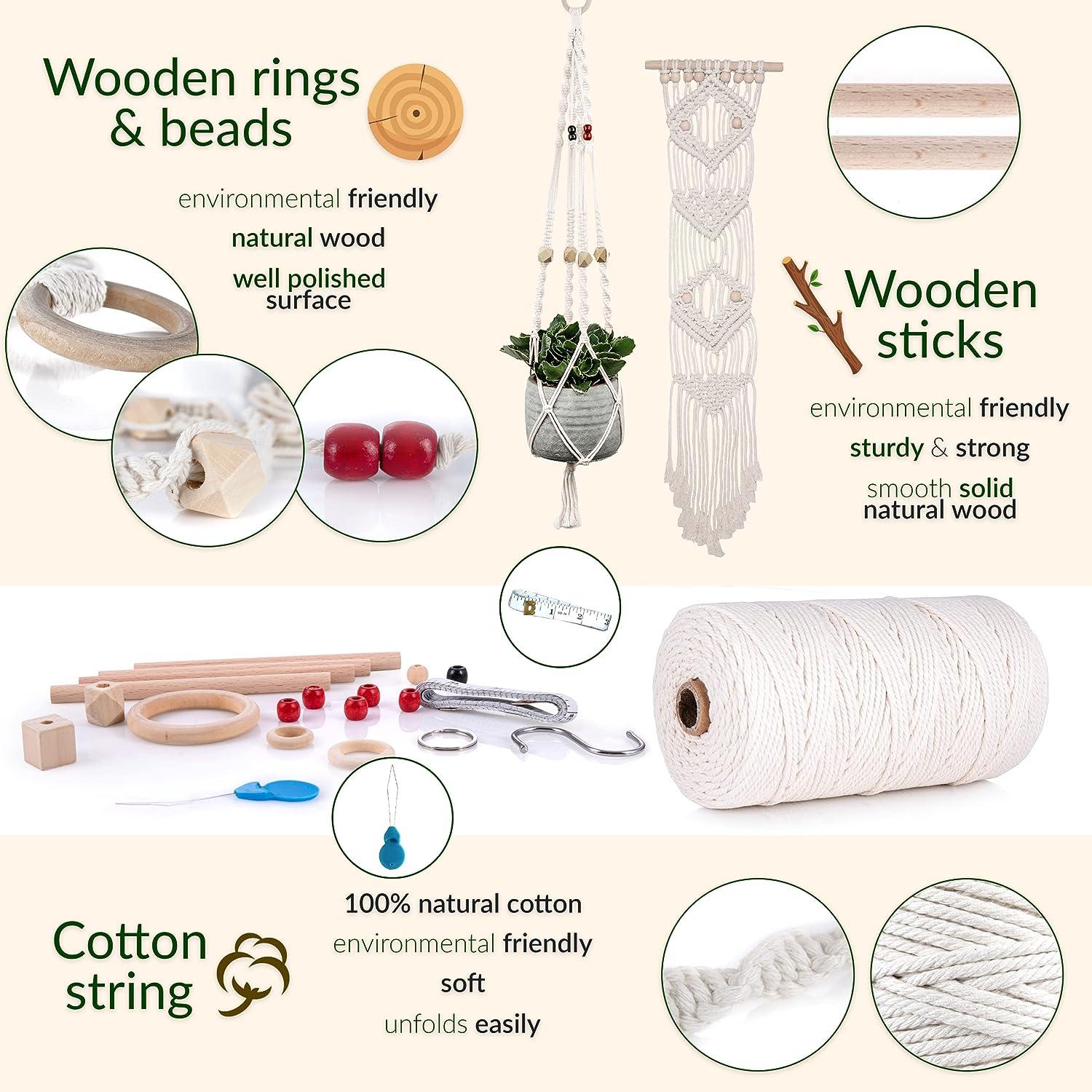 Migo Creates Macrame Kits for Adults Beginners with 112 Macrame Supplies and 5 Projects Book: This DIY Macrame Kit Includes 165 Yards Macrame Cord